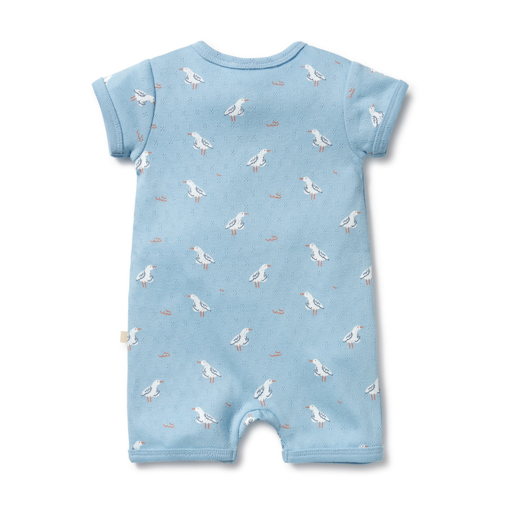 Wilson &amp; Frenchy Sunny Seagulls Organic Pointelle Boyleg Zipsuit - Sunny Seagulls