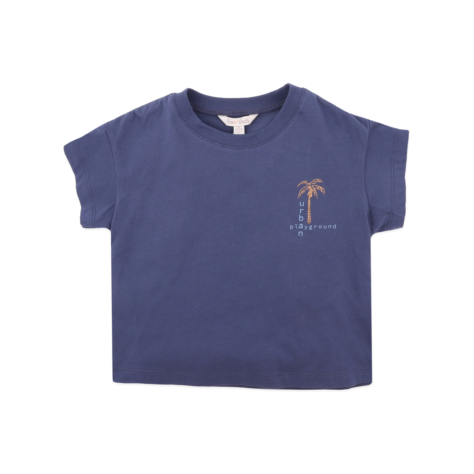 Fox &amp; Finch Casablanca Organic Palm Tee - Moonlight Blue