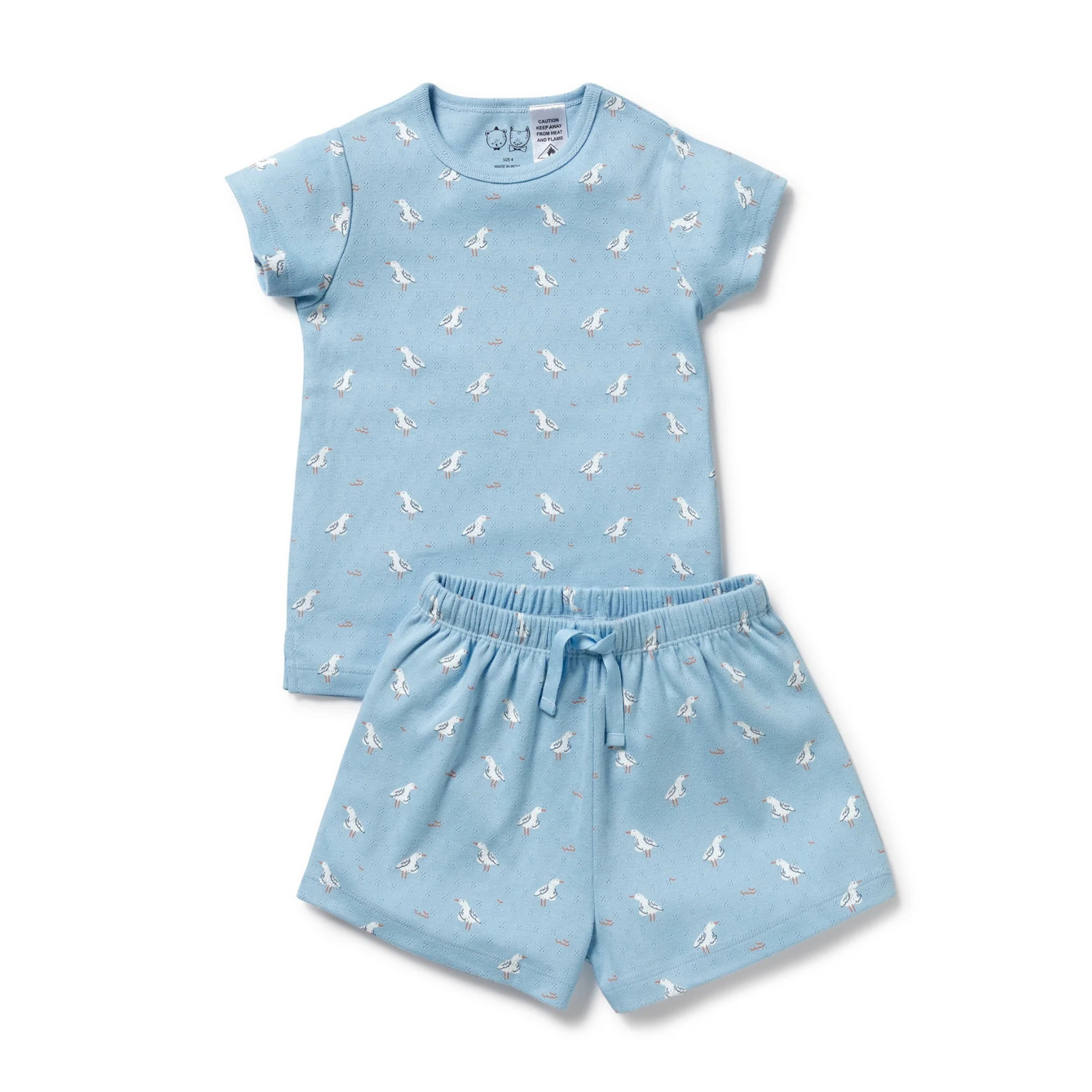 Wilson & Frenchy Sunny Seagulls Organic Pointelle Short Sleeved Pyjamas - Sunny Seagulls