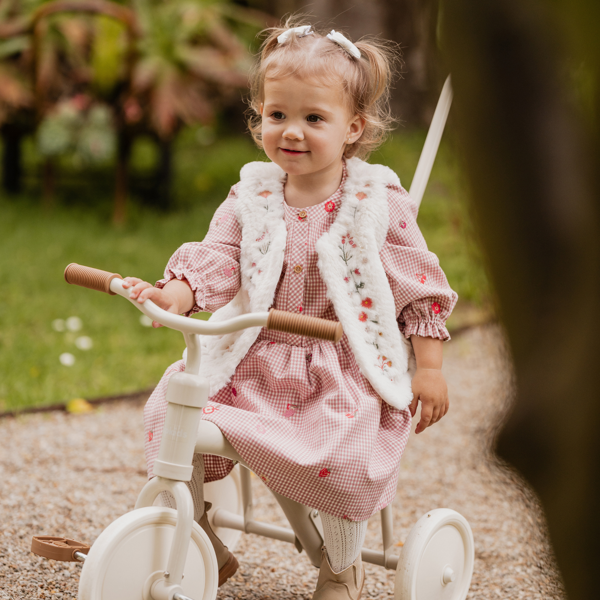 Fox &amp; Finch Orchard Bloom Emb. Check Dress - Dusty Pink Check