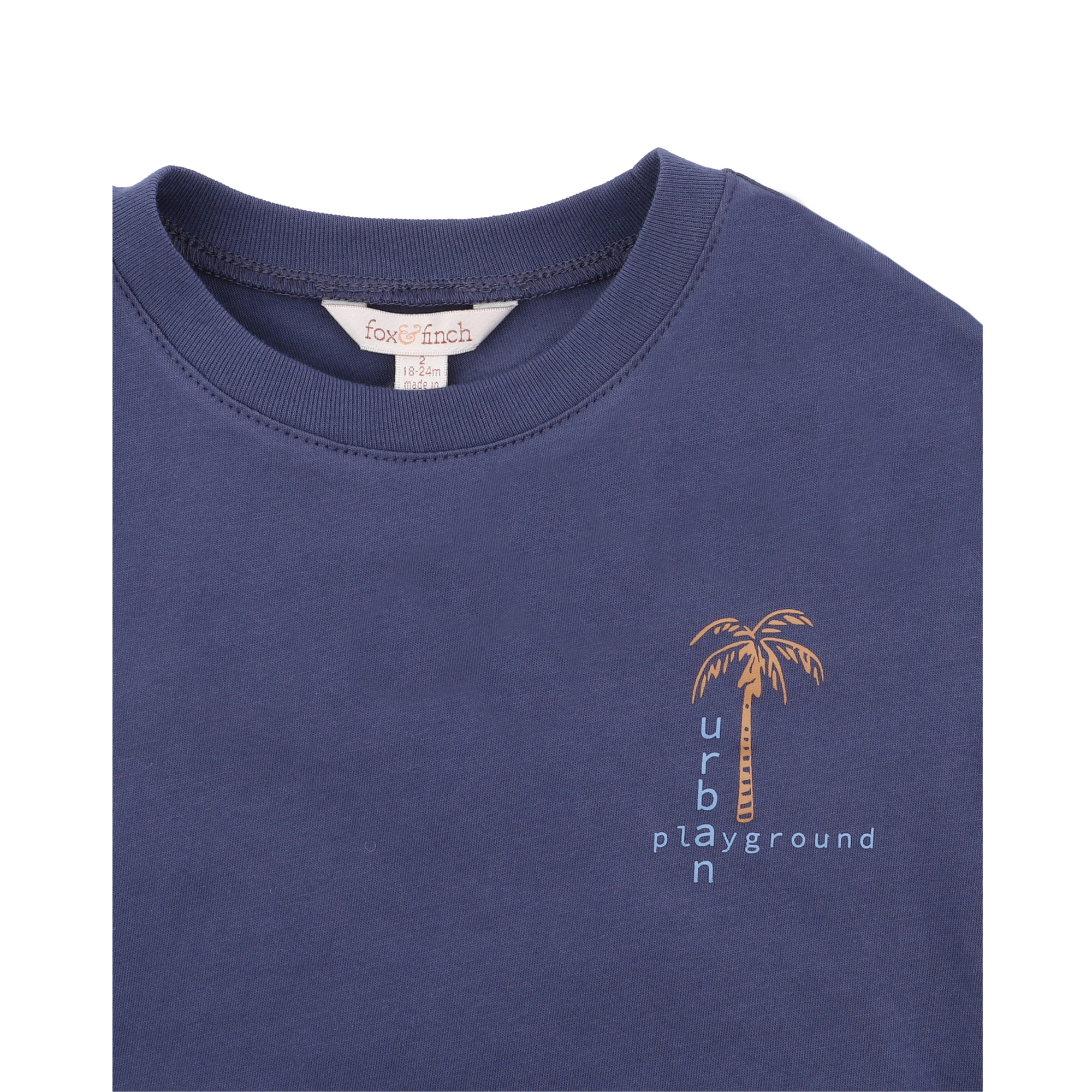 Fox &amp; Finch Casablanca Organic Palm Tee - Moonlight Blue
