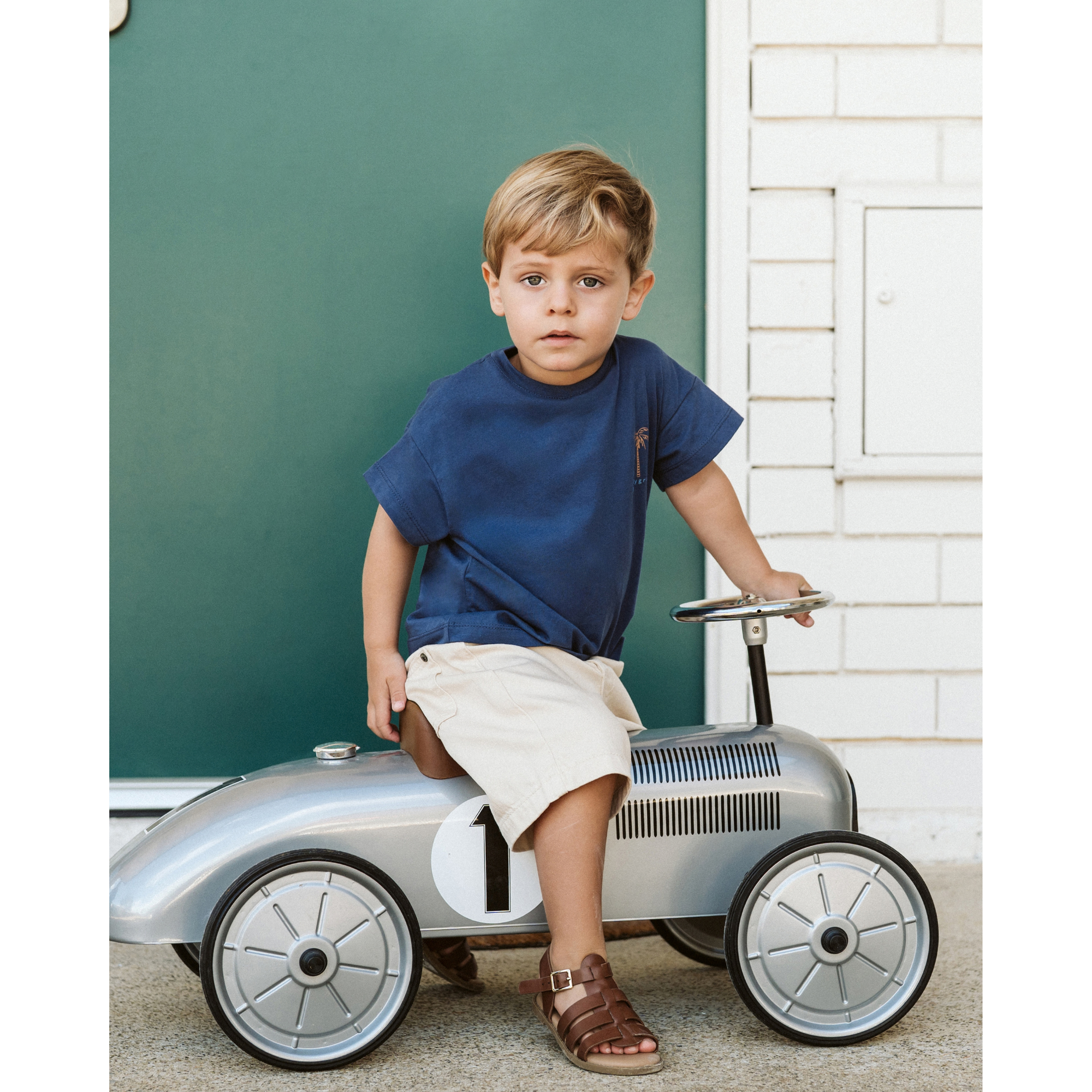 Fox &amp; Finch Casablanca Organic Palm Tee - Moonlight Blue