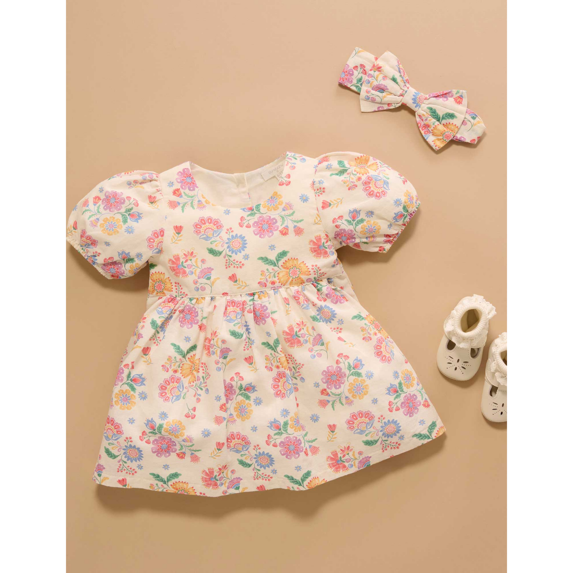 Purebaby Linen Blend Dress - Mexican Floral