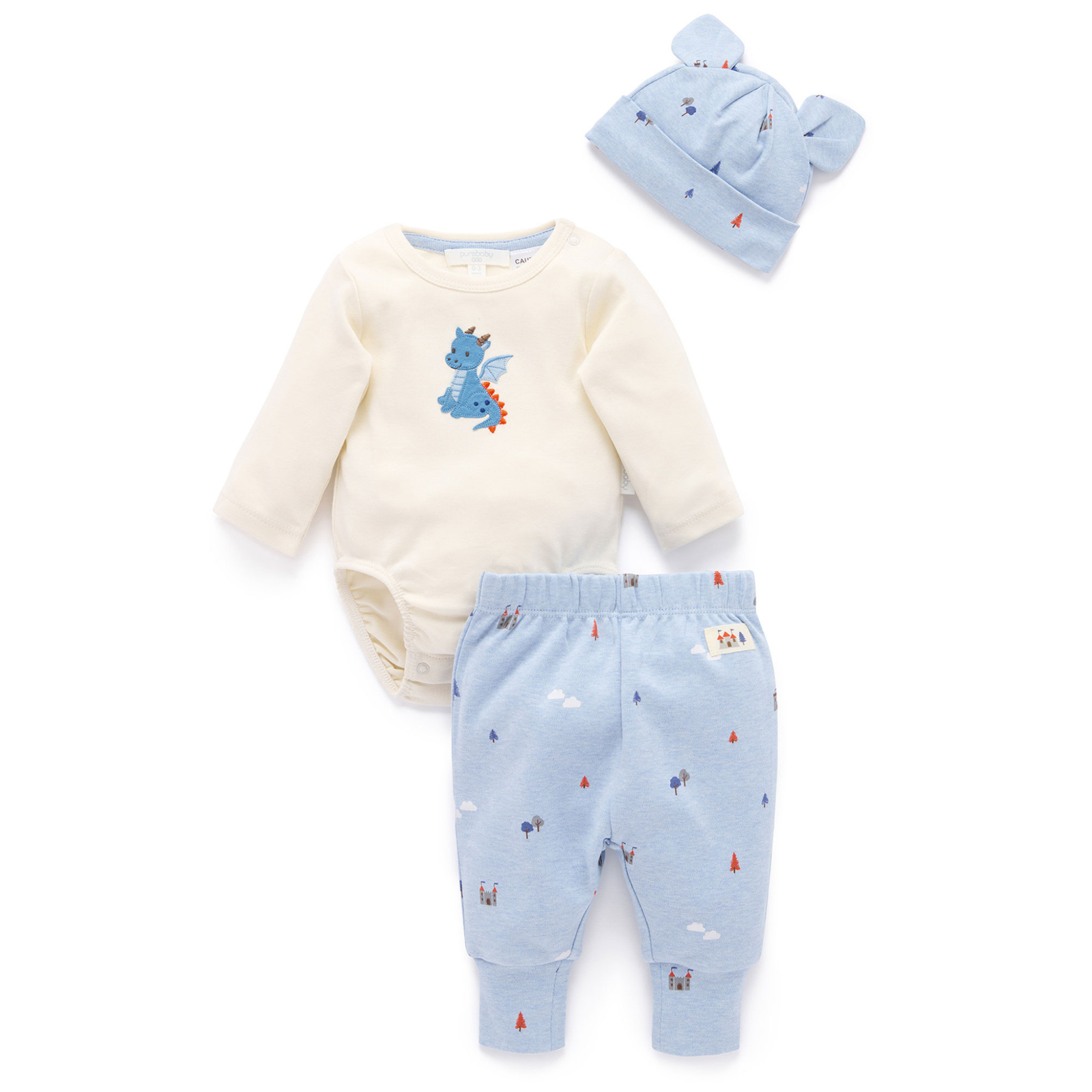 Purebaby 3 Piece Gift Set - Castle Print