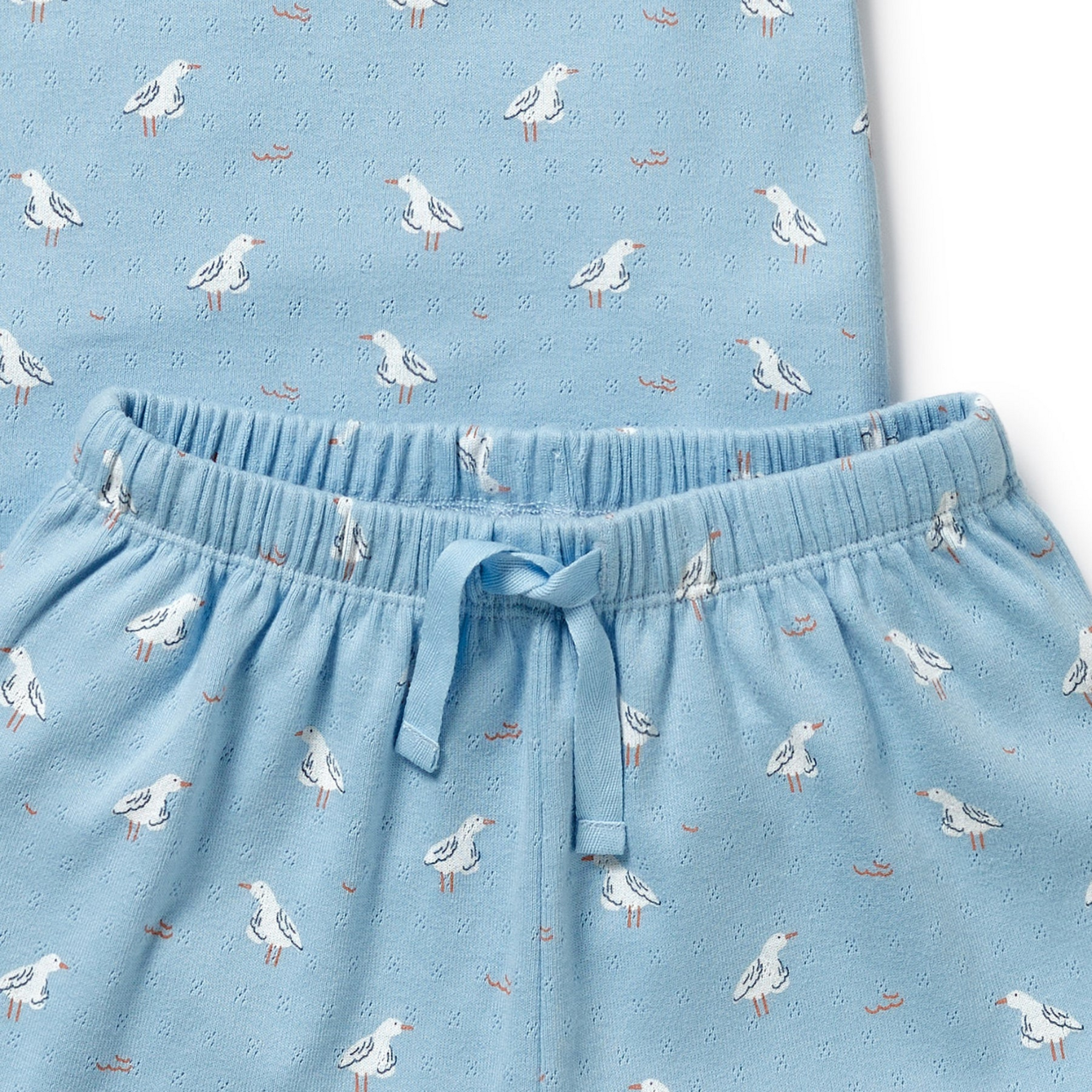 Wilson &amp; Frenchy Sunny Seagulls Organic Pointelle Short Sleeved Pyjamas - Sunny Seagulls