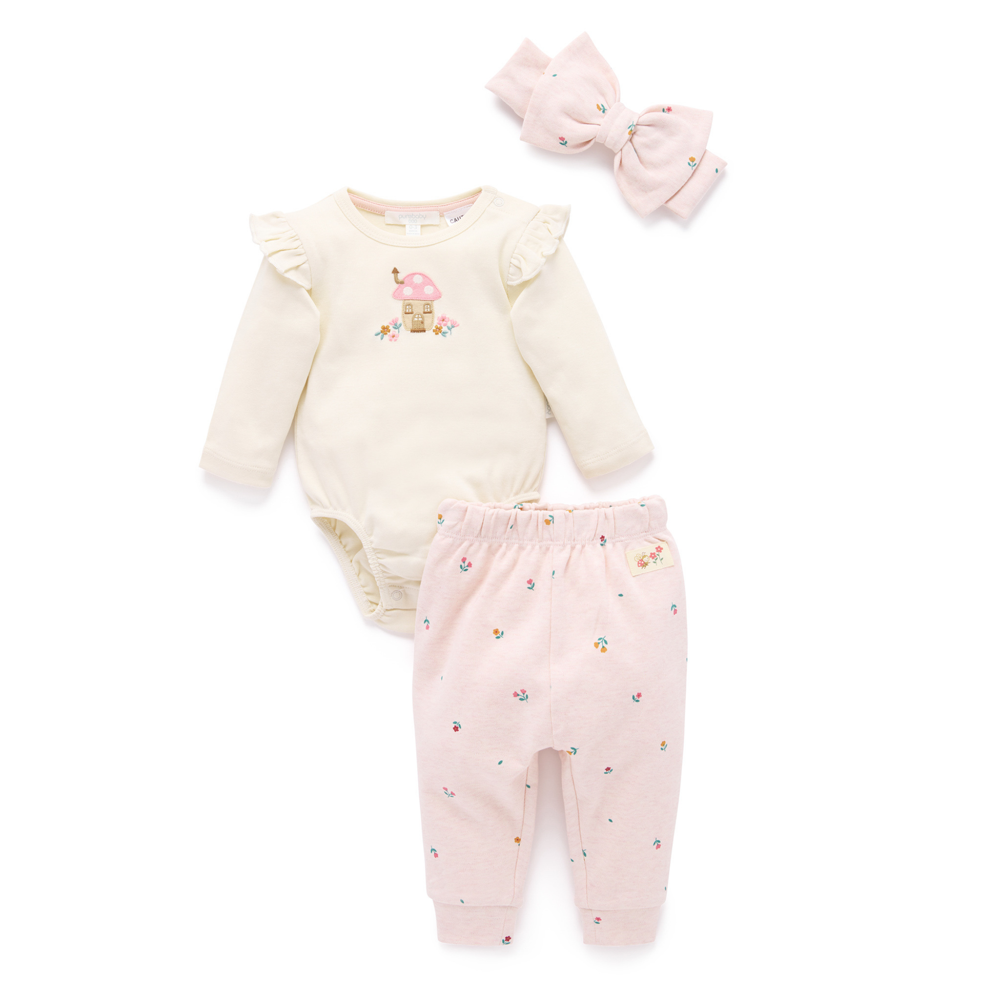 Purebaby 3 Piece Gift Set - Sweet Pea Print