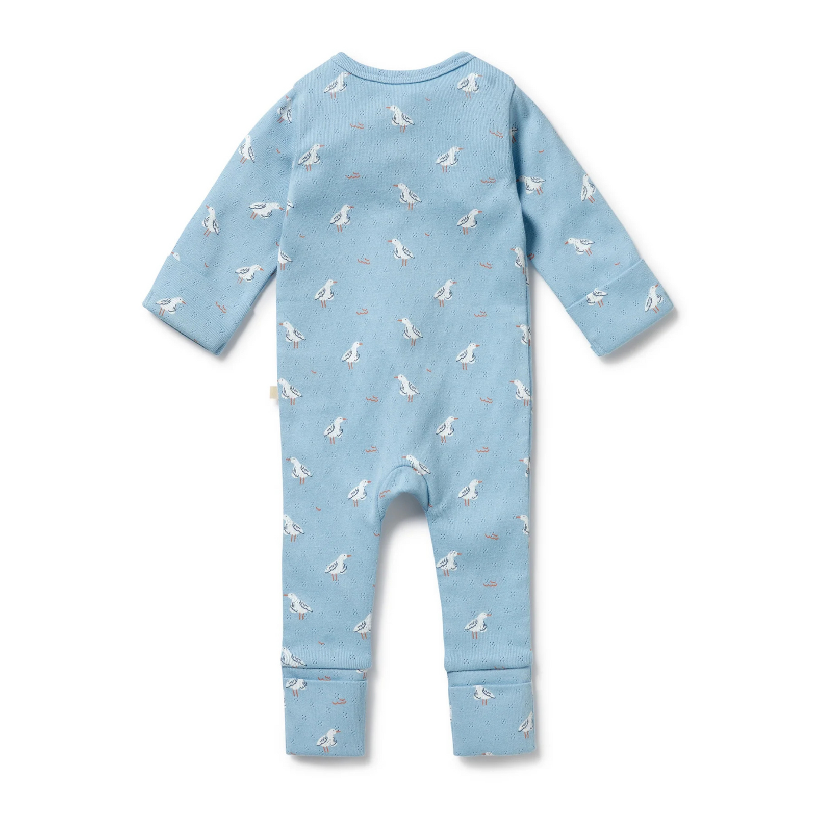 Wilson & Frenchy Sunny Seagulls Organic Pointelle Zipsuit with Feet - Sunny Seagulls
