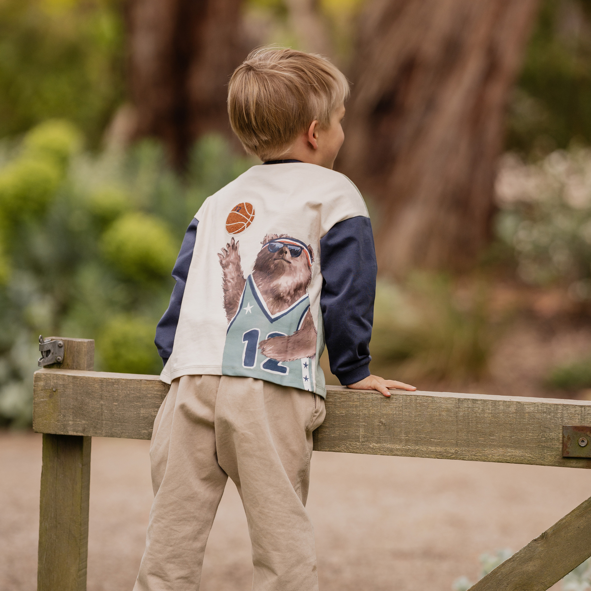 Fox &amp; Finch Wild Side Basketball Long Sleeve Tee - Multi
