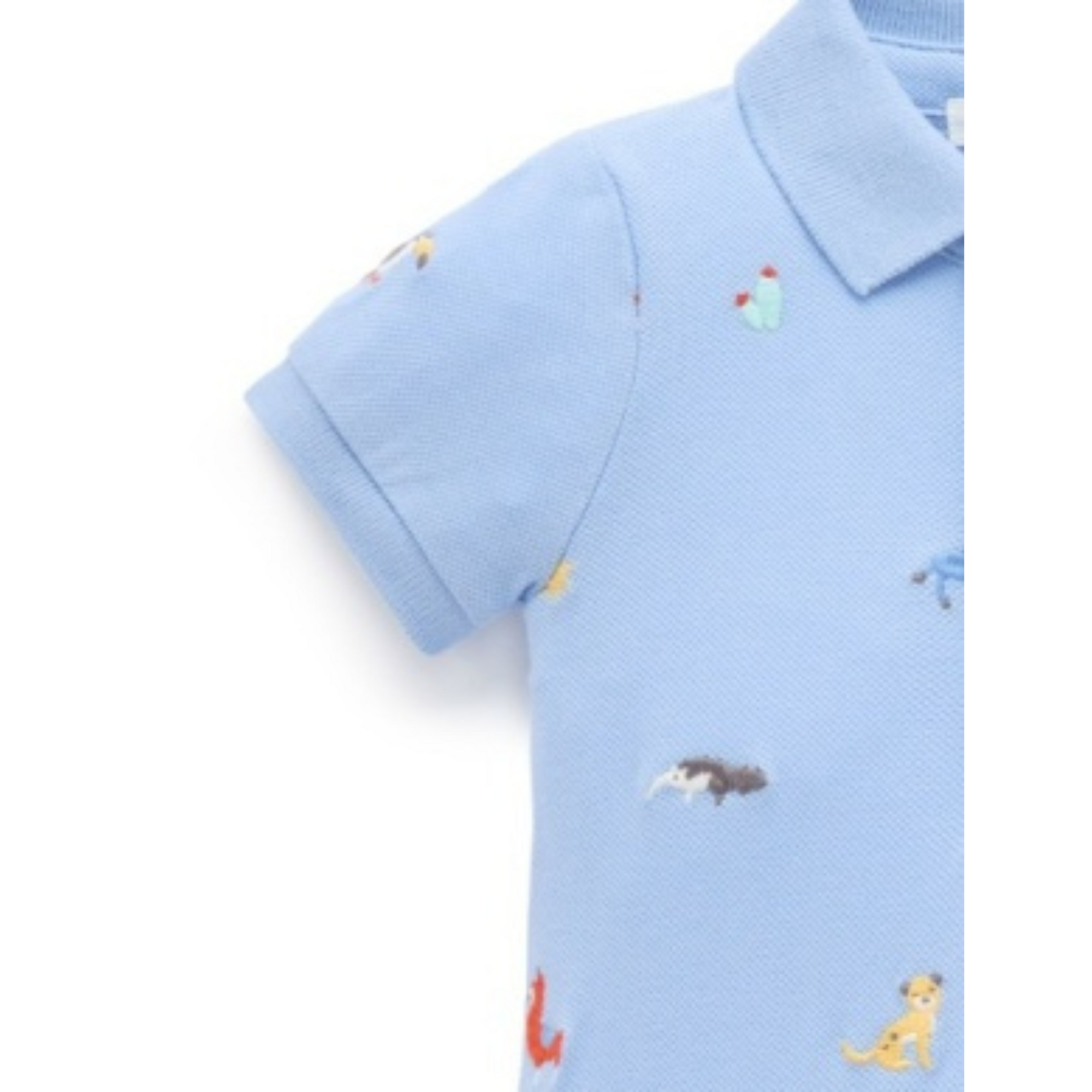 Purebaby Polo Growsuit - Animal Fiesta Broderie