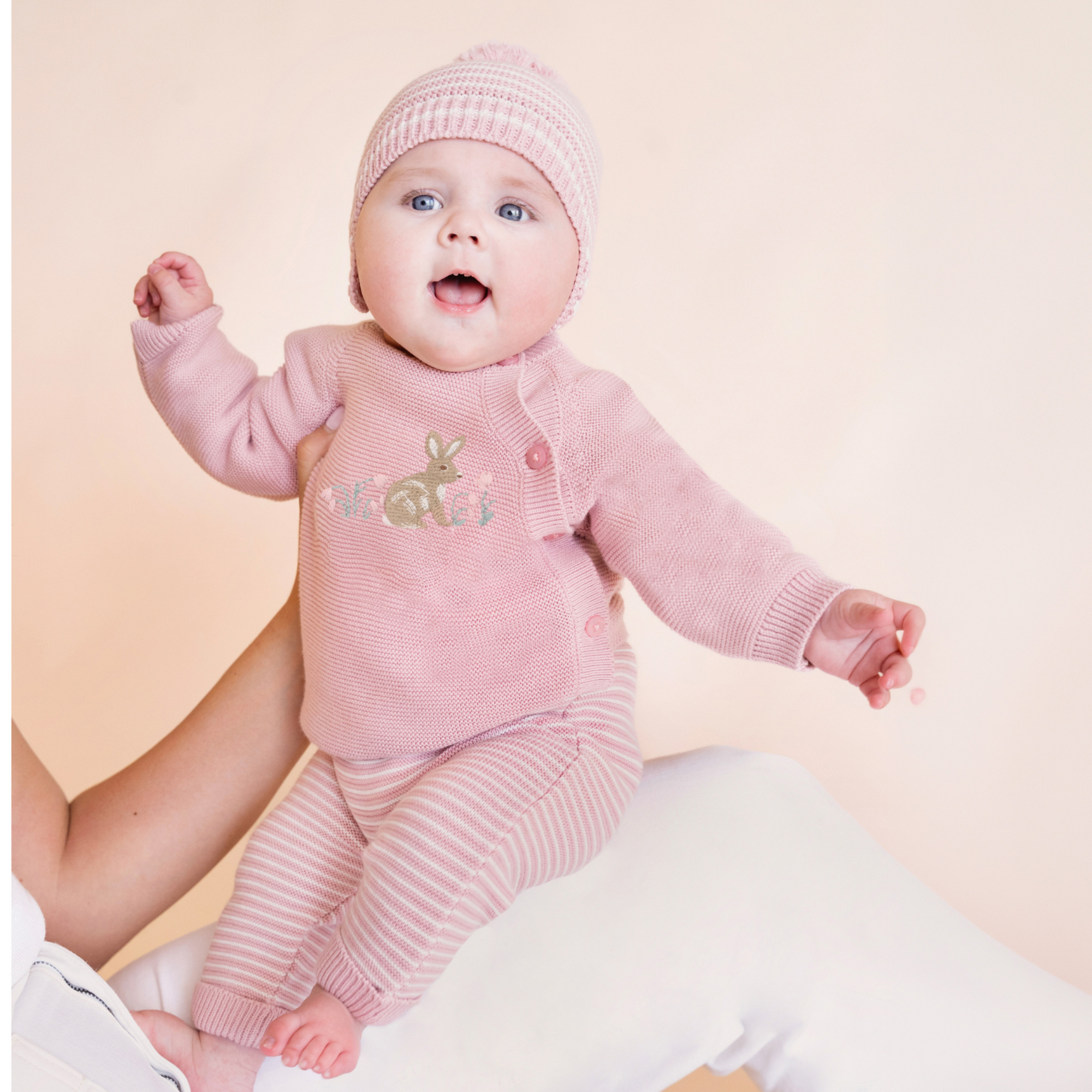 Bebe Fern Bunny organic knitted jumper - Blossom