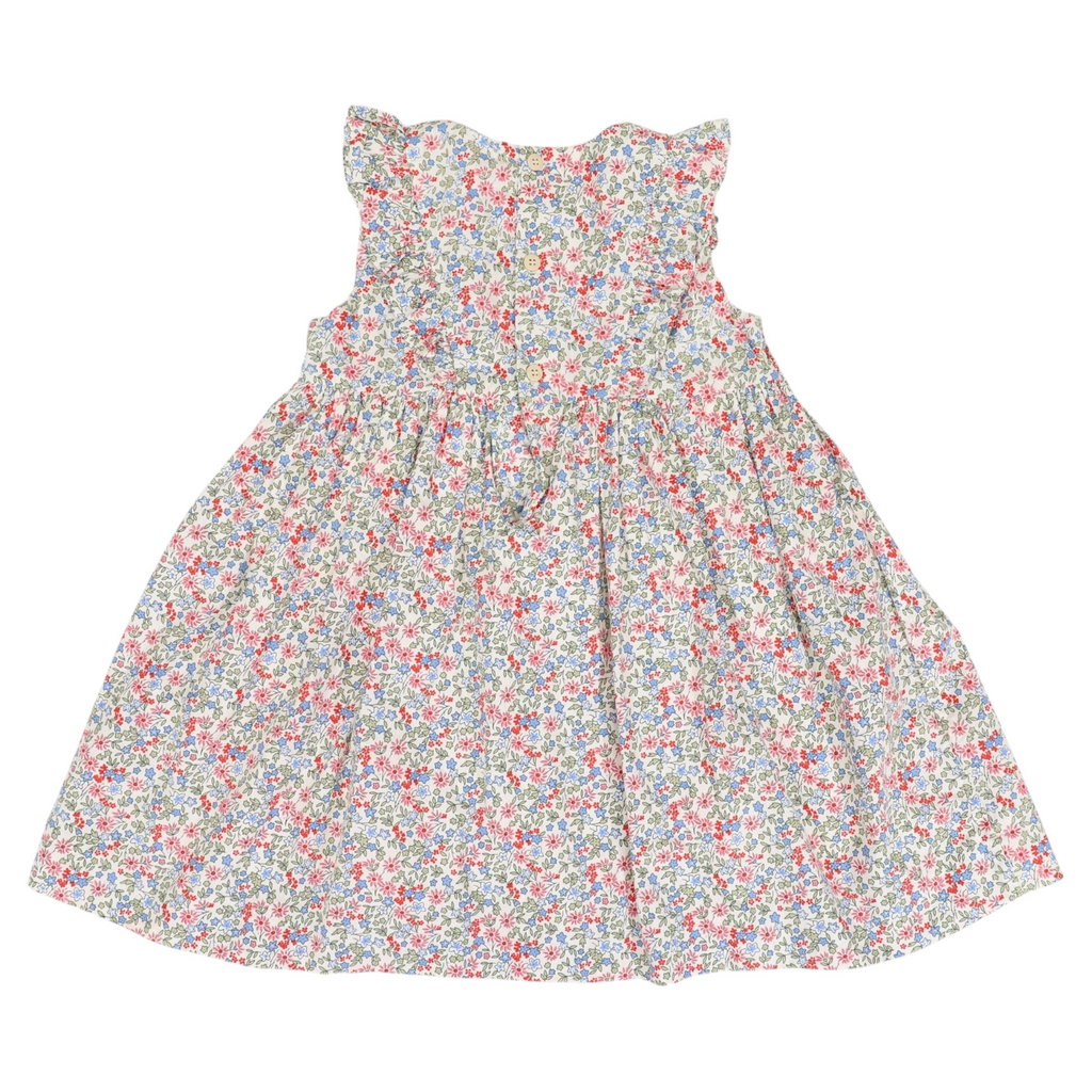 Frilled Smocked Dress Red Floral