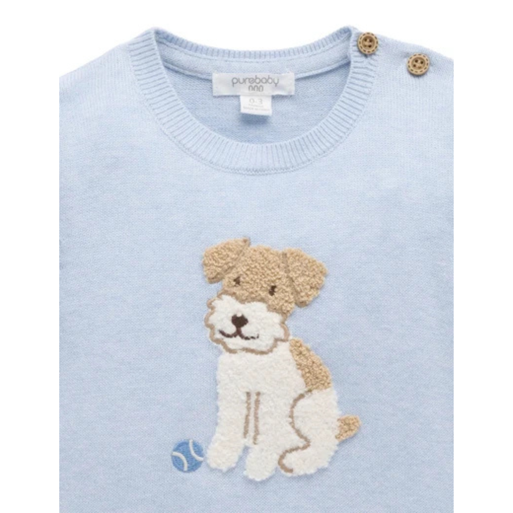 Purebaby Chenille Embroidered Jumper - Sky Melange