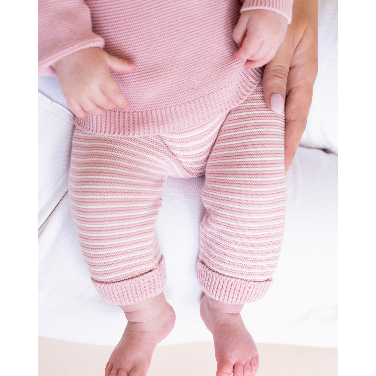 Bebe Fern Stripe organic knitted leggings - Blossom