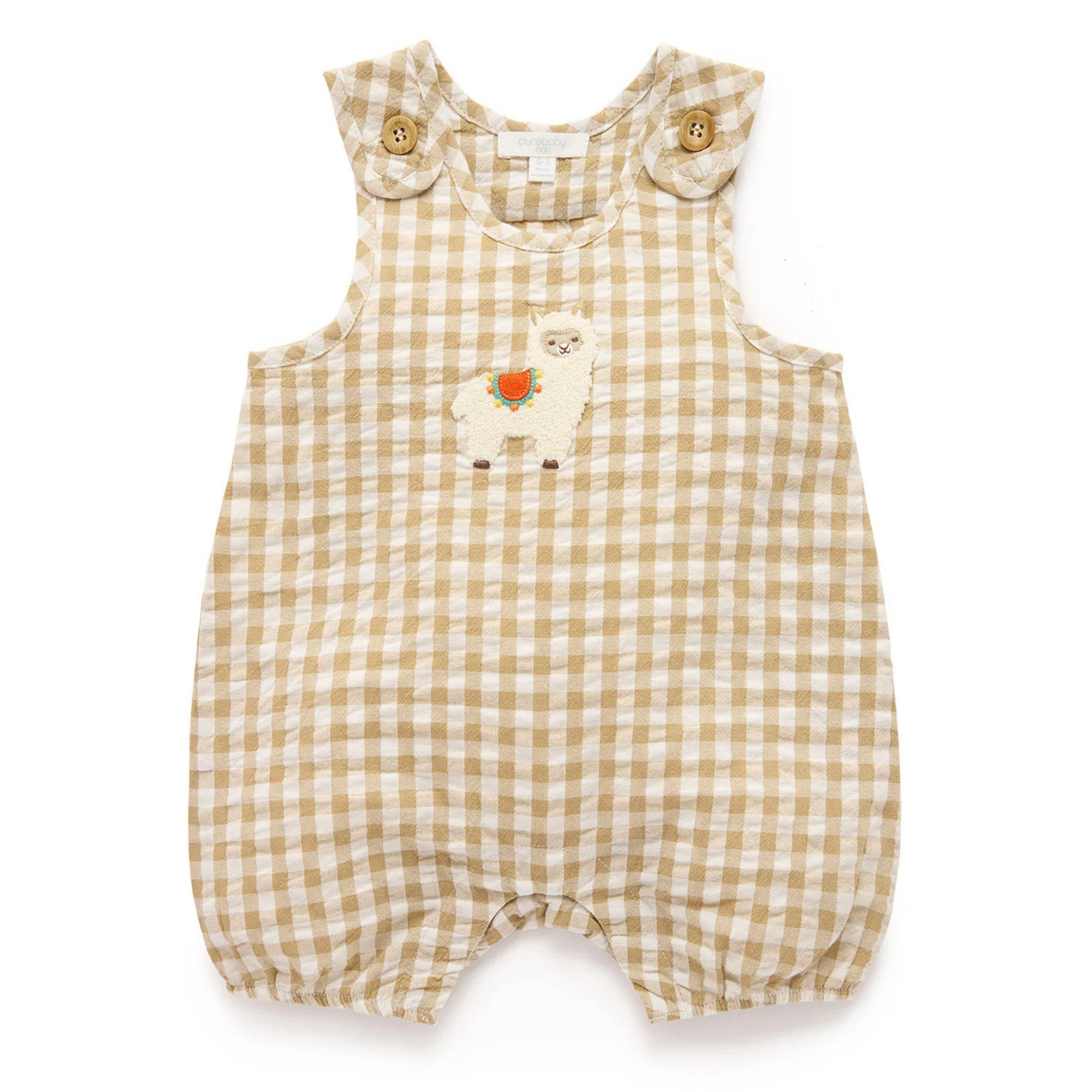 Purebaby Gingham Romper - Burrito Gingham