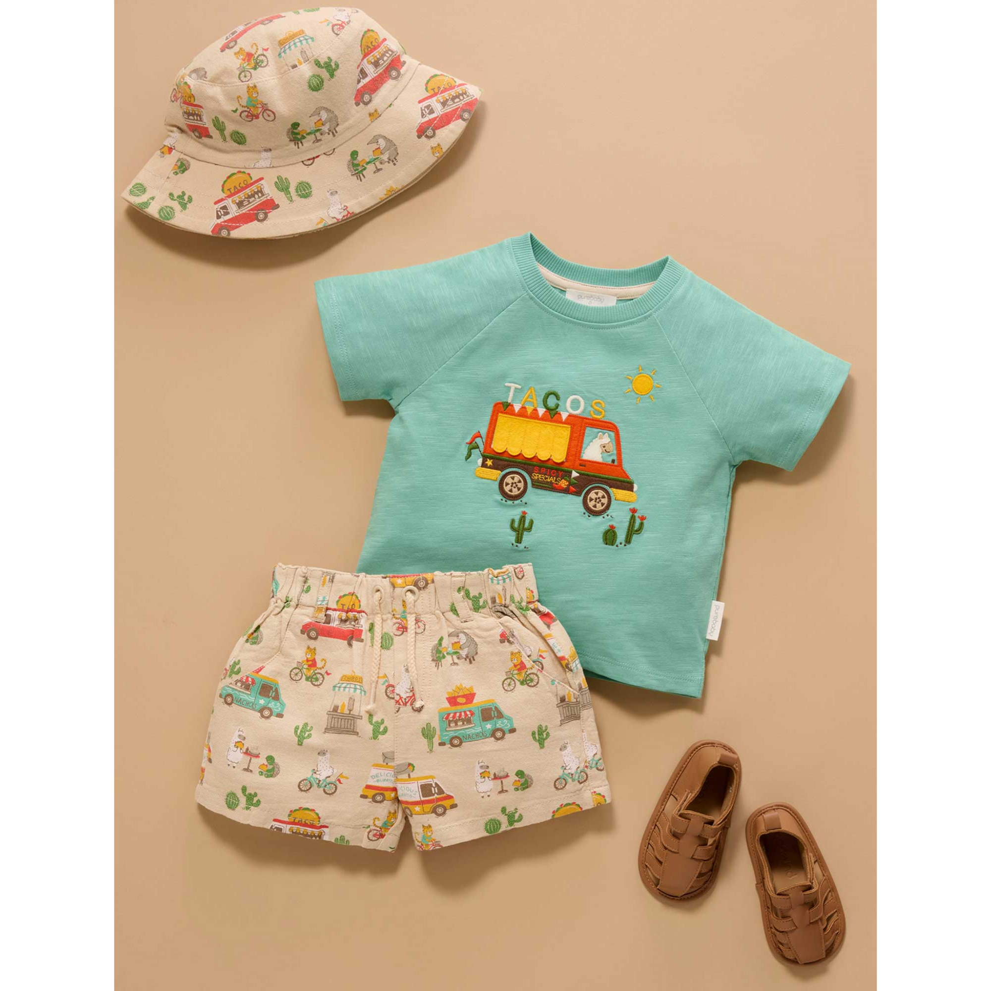 Purebaby Pull on Printed Short - Taco Truck Print