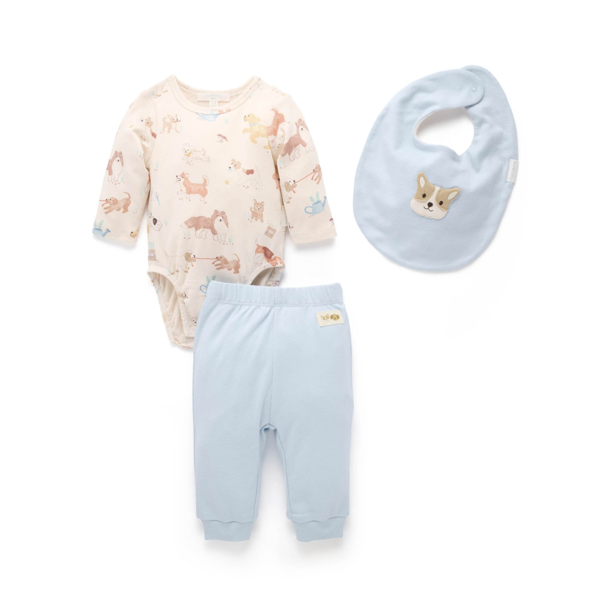 Purebaby 3 Piece Gift Set - Garden Puppy