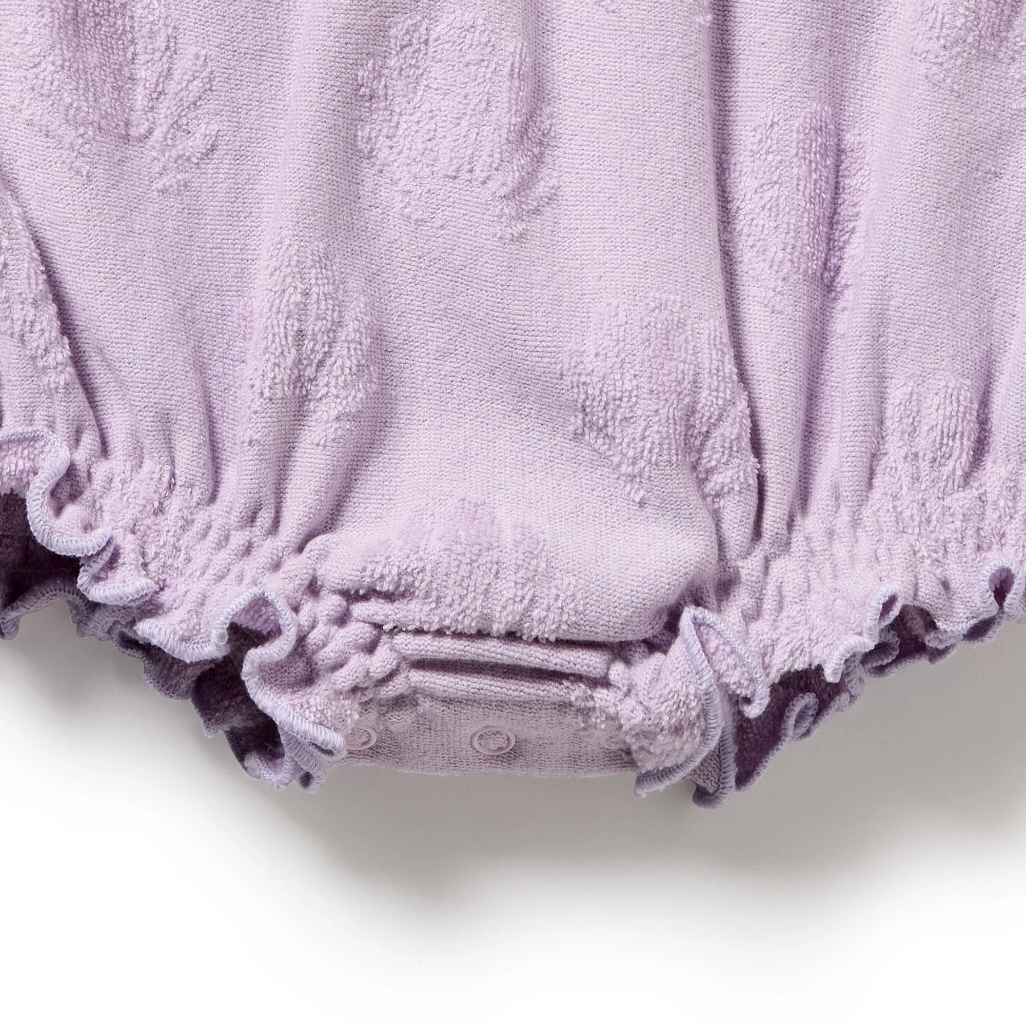 Wilson &amp; Frenchy Lavender Shells Organic Terry Tie Playsuit - Lavender Shells
