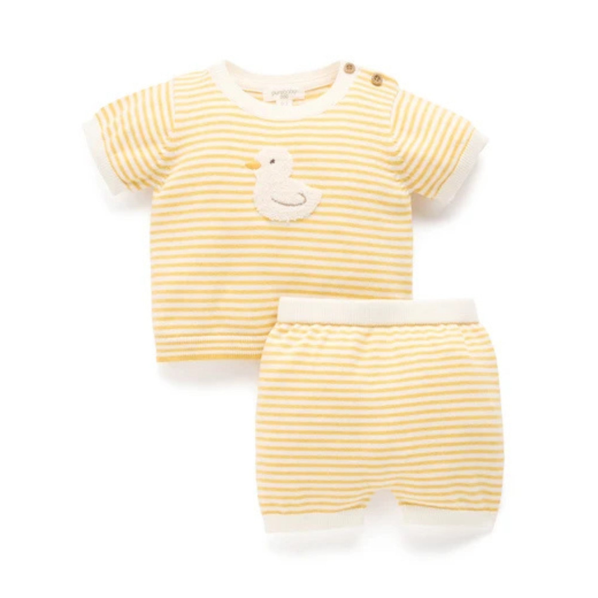 Purebaby Knitted Goose Set - Lemon Stripe