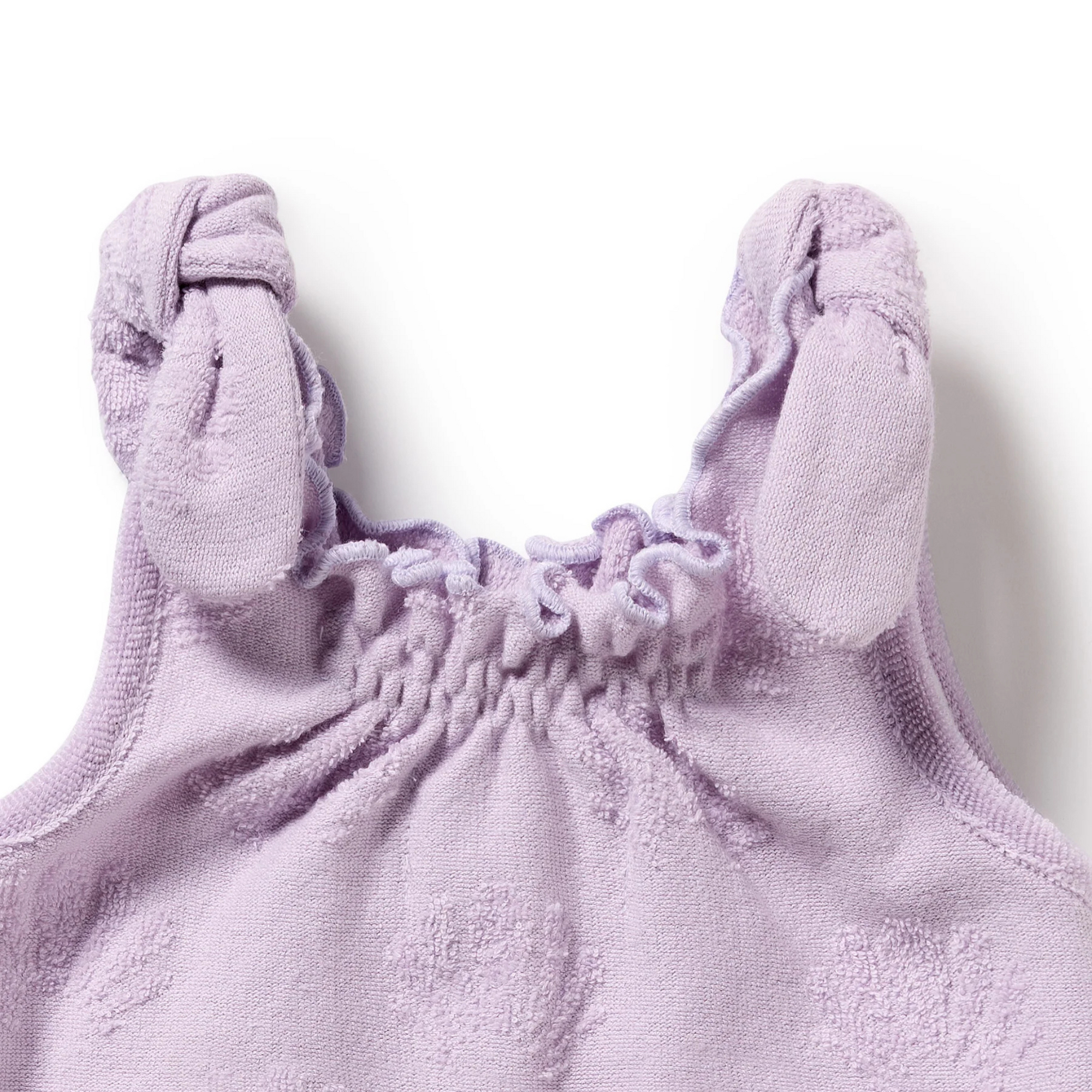 Wilson &amp; Frenchy Lavender Shells Organic Terry Tie Playsuit - Lavender Shells