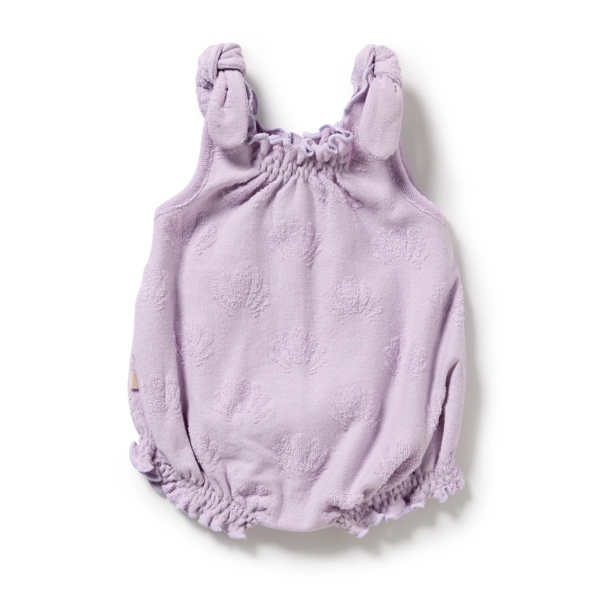 Wilson &amp; Frenchy Lavender Shells Organic Terry Tie Playsuit - Lavender Shells
