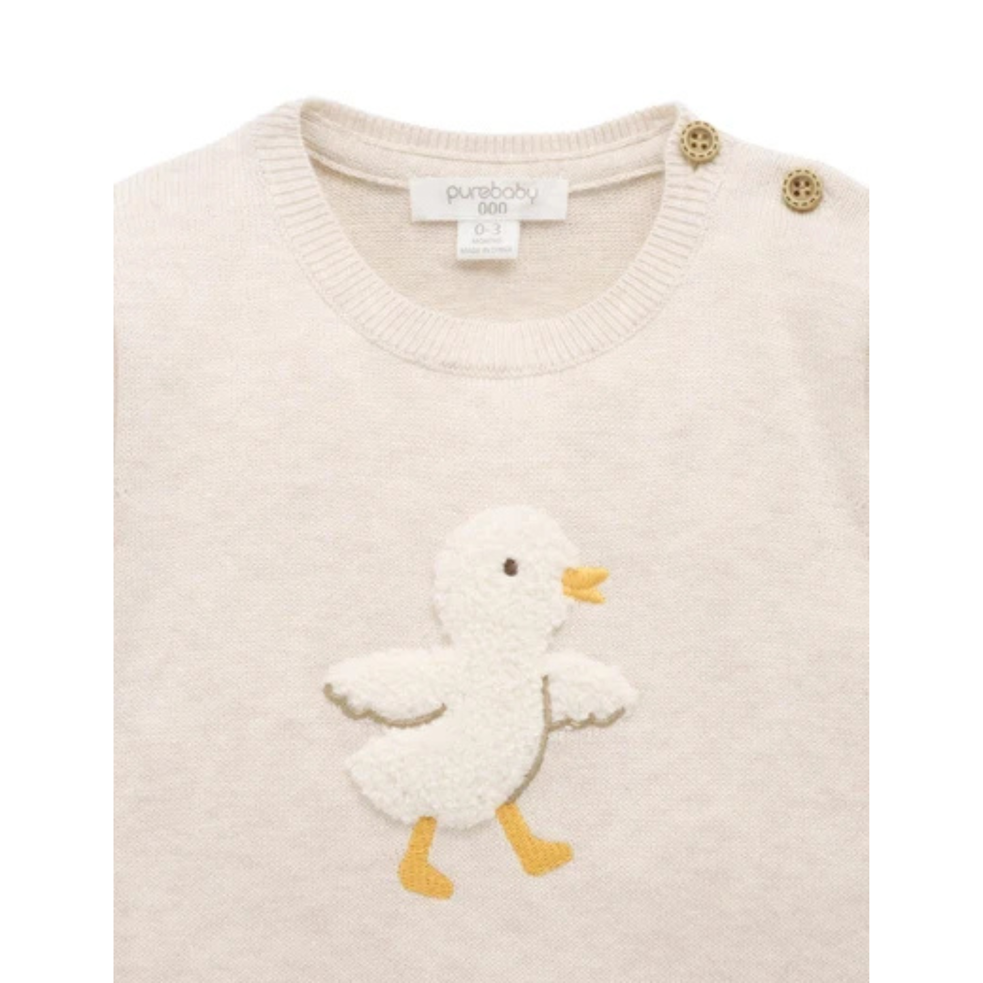 Purebaby Chenille Embroidered Jumper - Wheat Melange