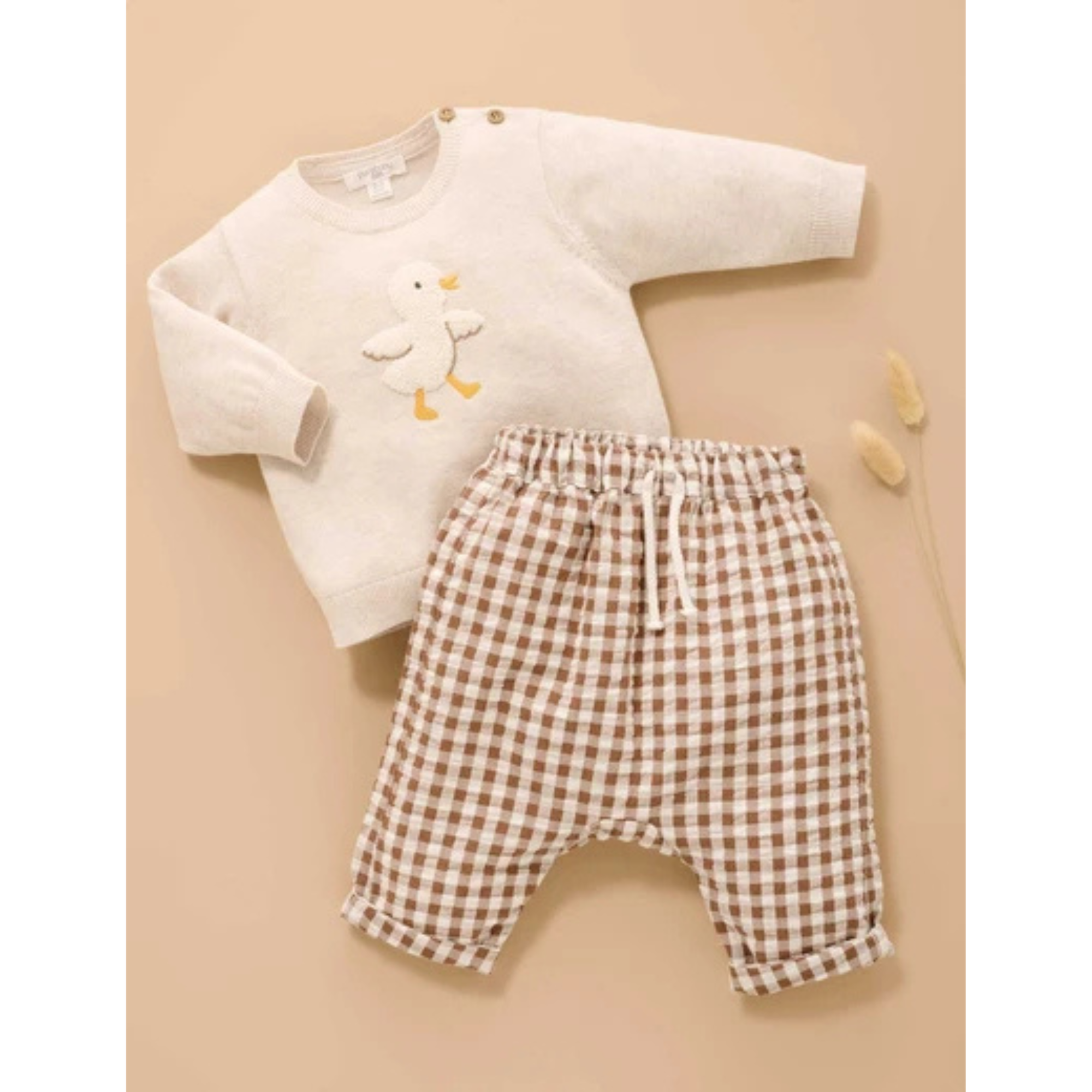 Purebaby Chenille Embroidered Jumper - Wheat Melange