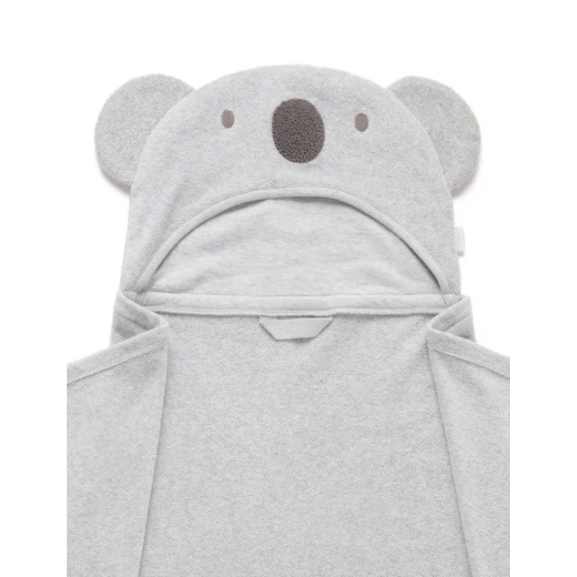Purebaby Hooded Towel Koala - Pale Grey Melange