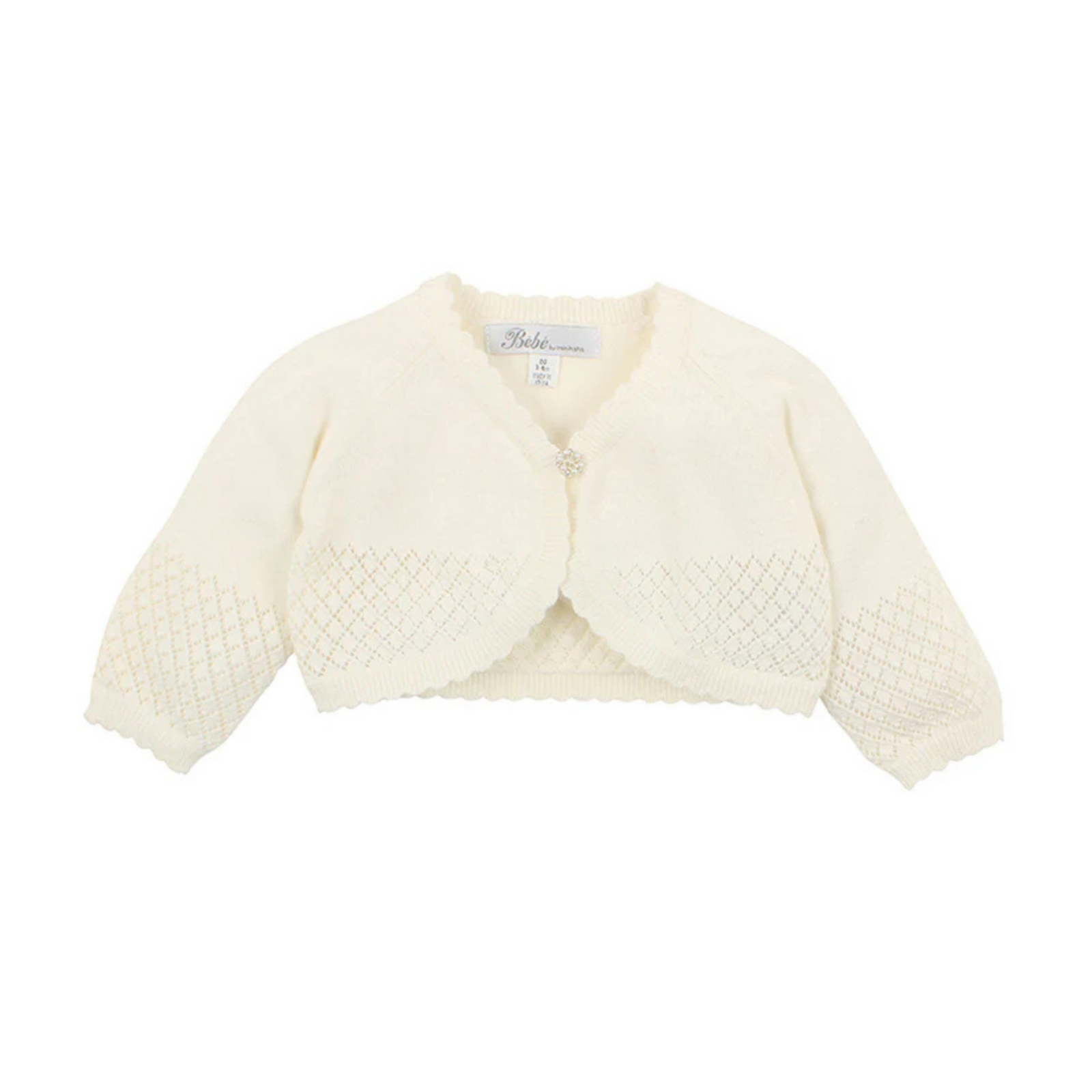 Bebe Pointelle Organic Cotton Cardigan - White