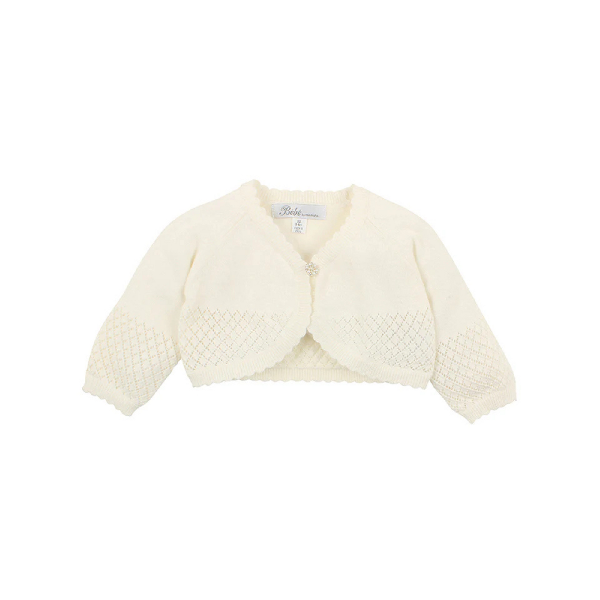 Bebe Pointelle Organic Cotton Cardigan - White