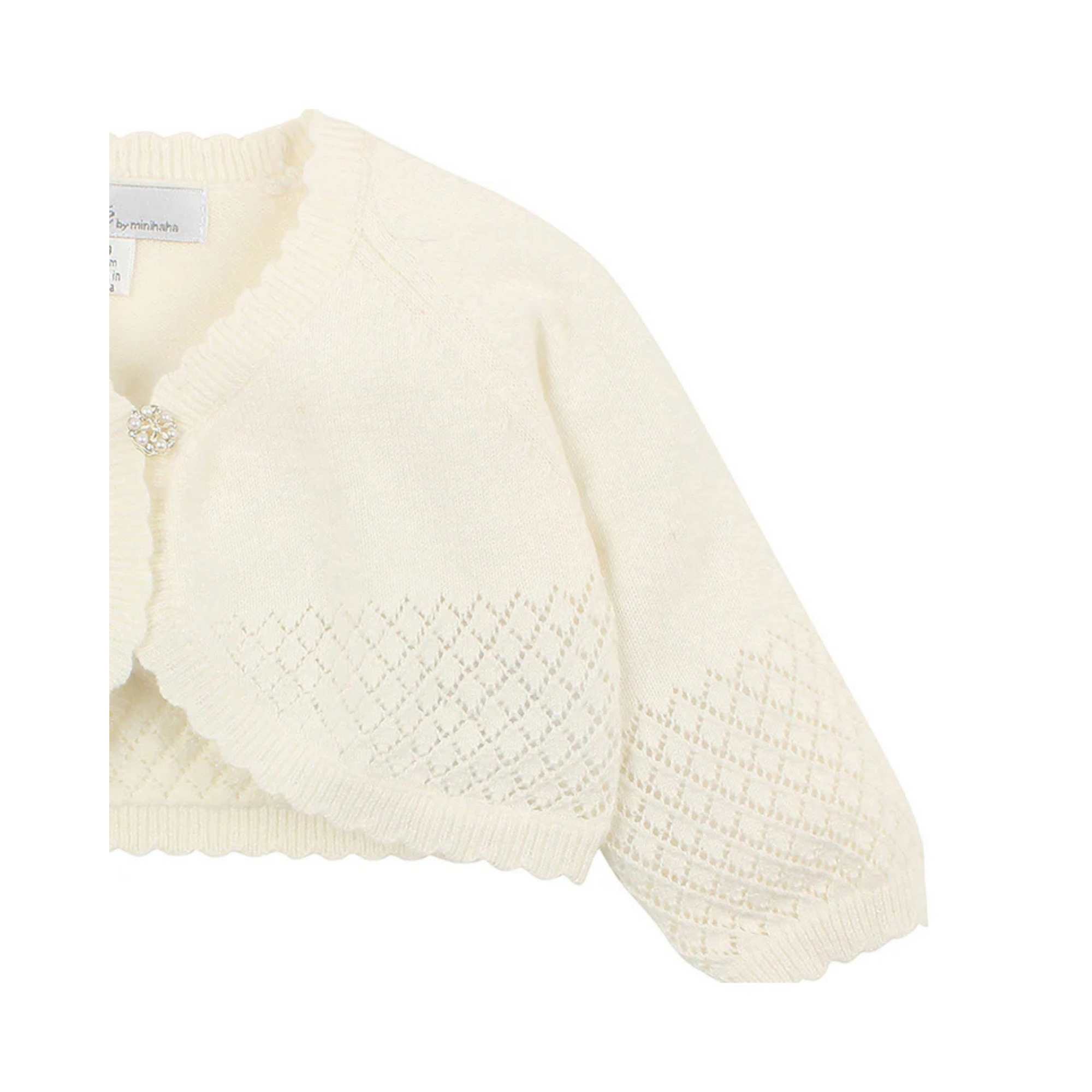 Bebe Pointelle Organic Cotton Cardigan - White