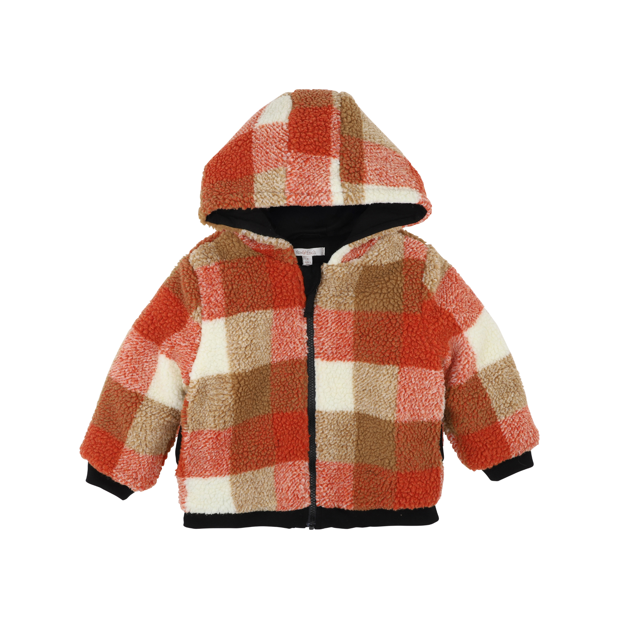 Fox &amp; Finch Mr fox sherpa check jacket - Rust check