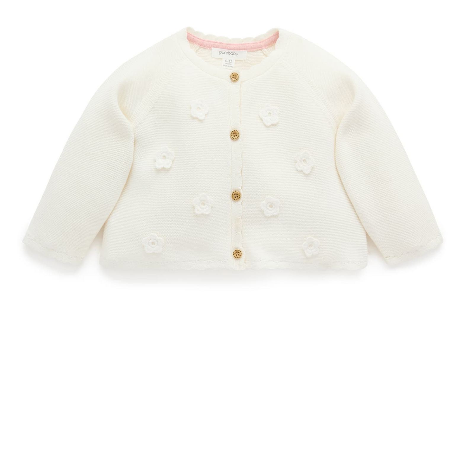 Purebaby Crochet Cardigan - Cloud