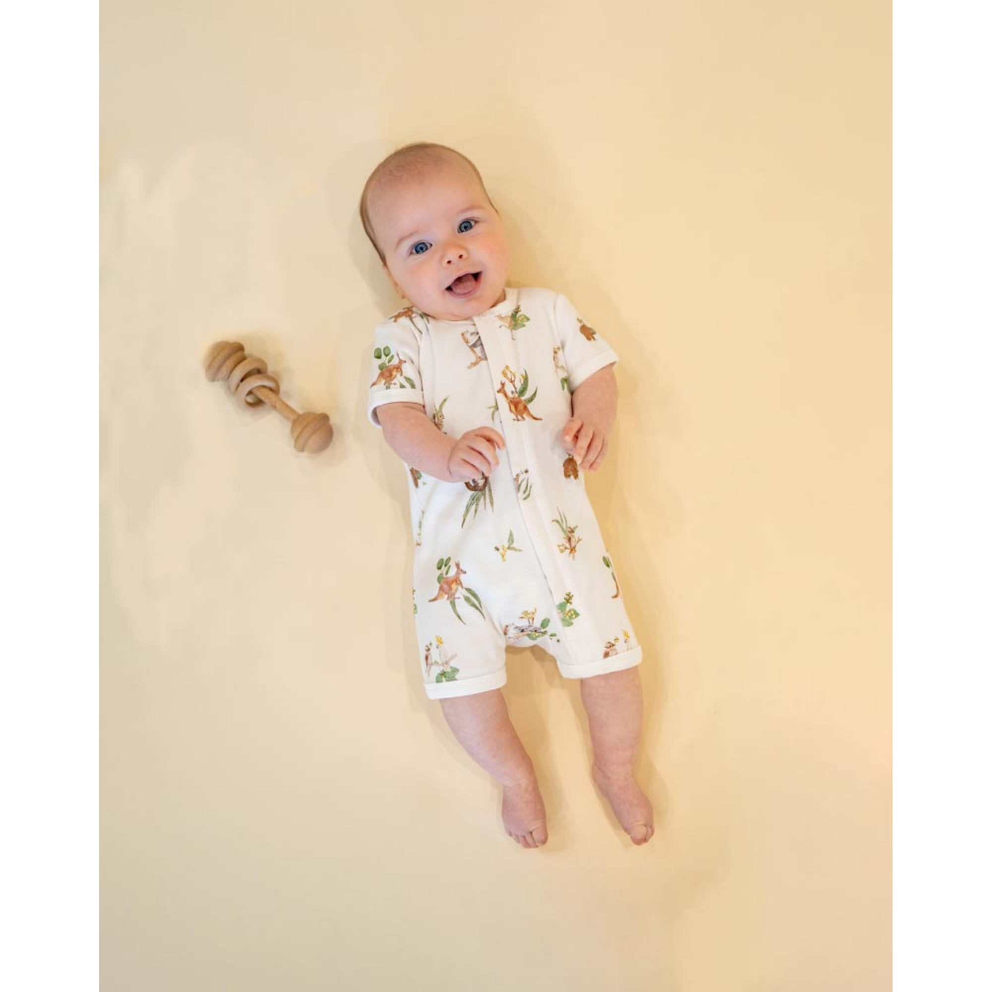 Bebe Australiana Organic Ss Zipsuit - Australiana Print