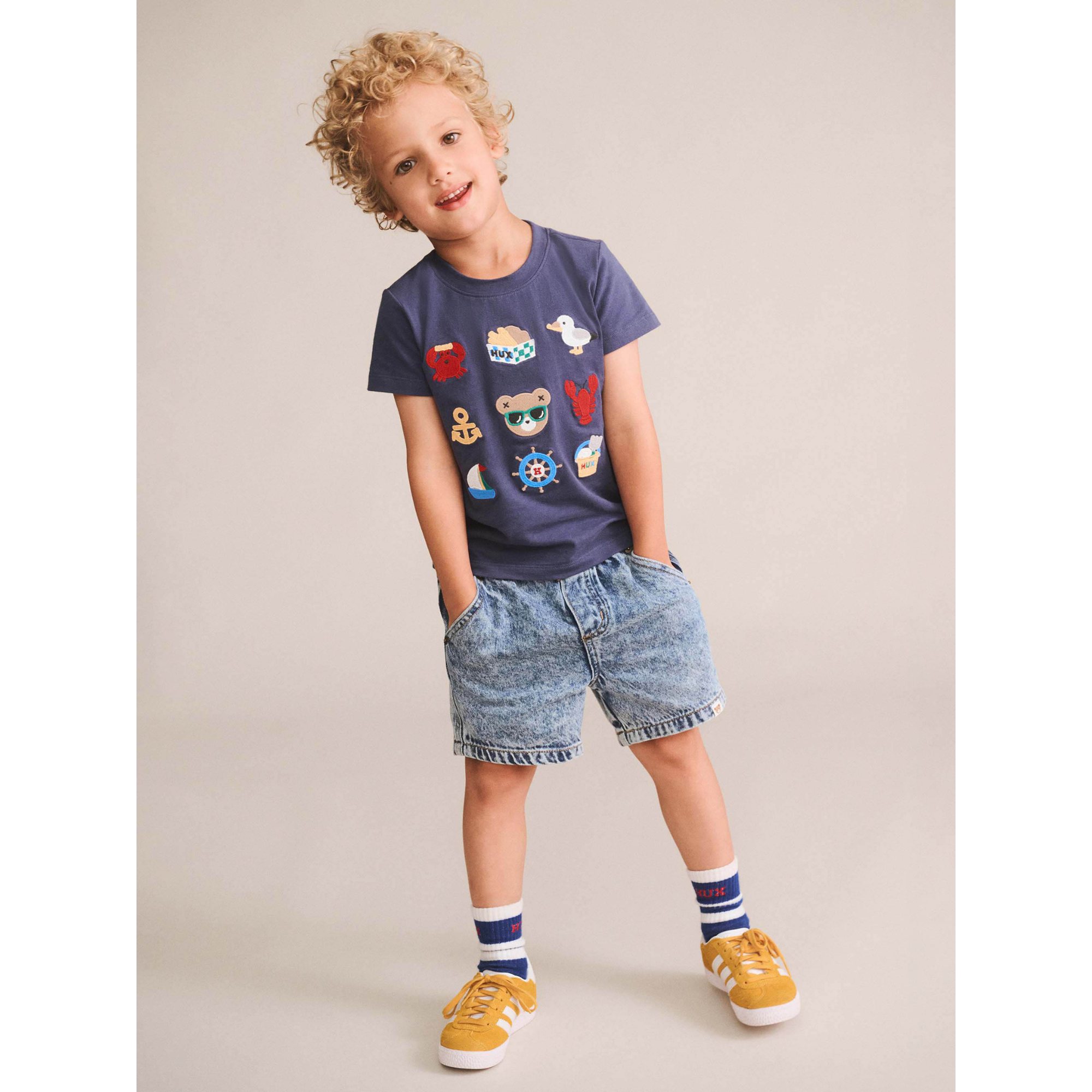 Huxbaby 9 Nautical Emb Tee - Ink