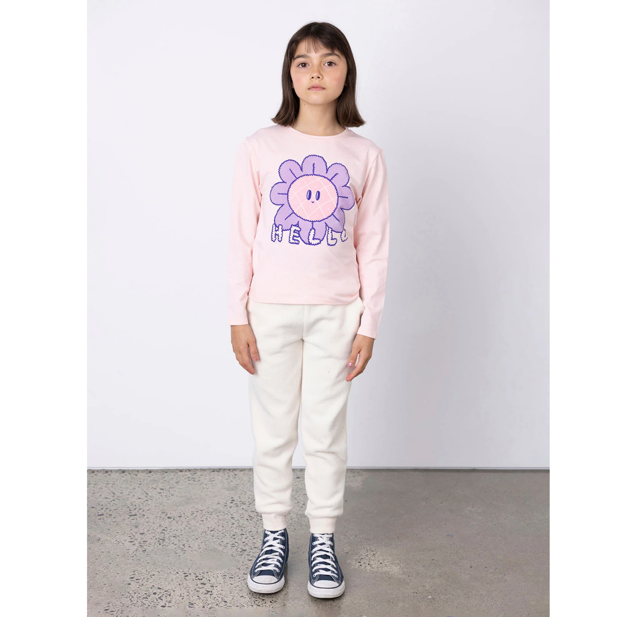 Minti Hello Bye Flower Tee - Pink Marle