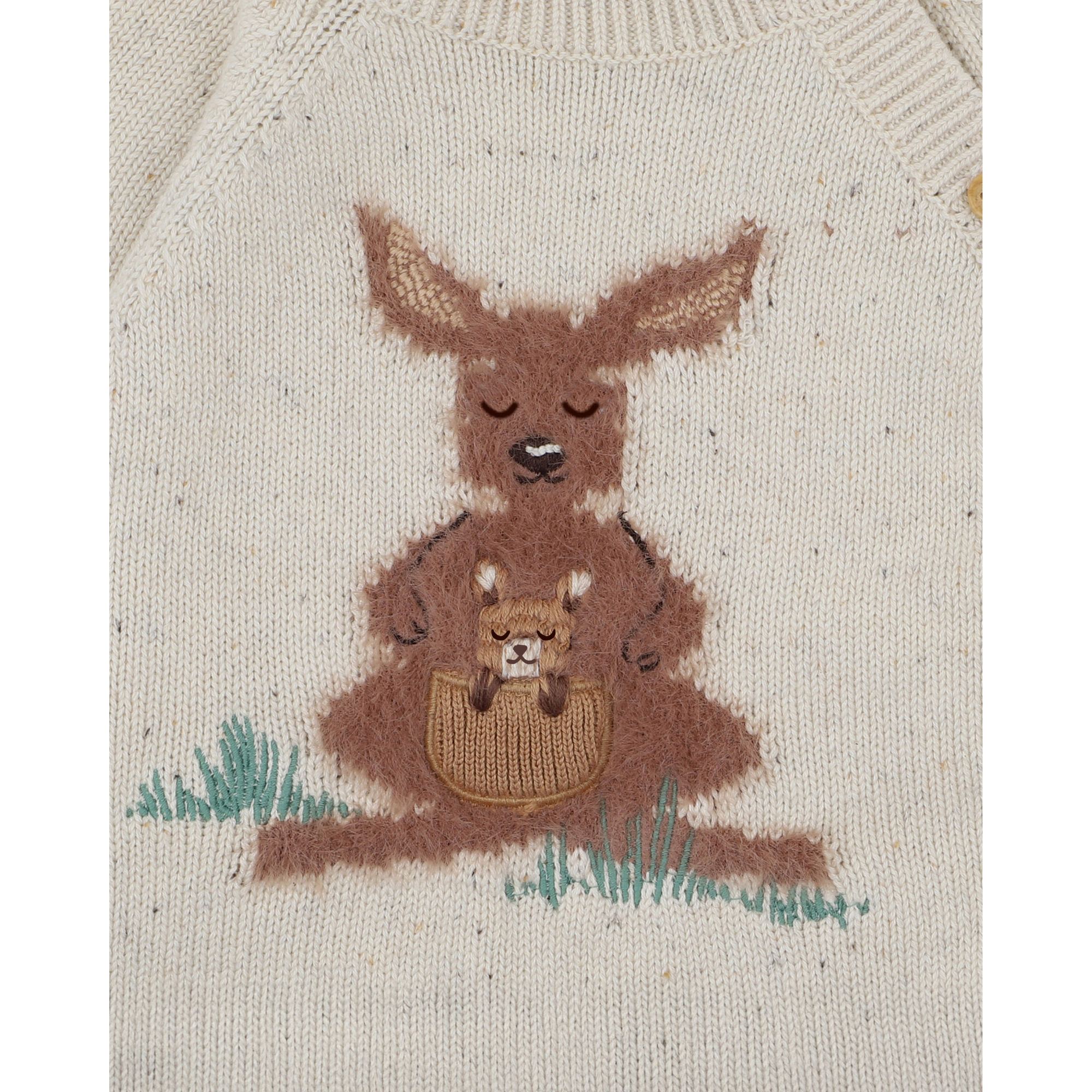 Bebe Charlie kangaroo organic knitted cardigan - Cream speckle