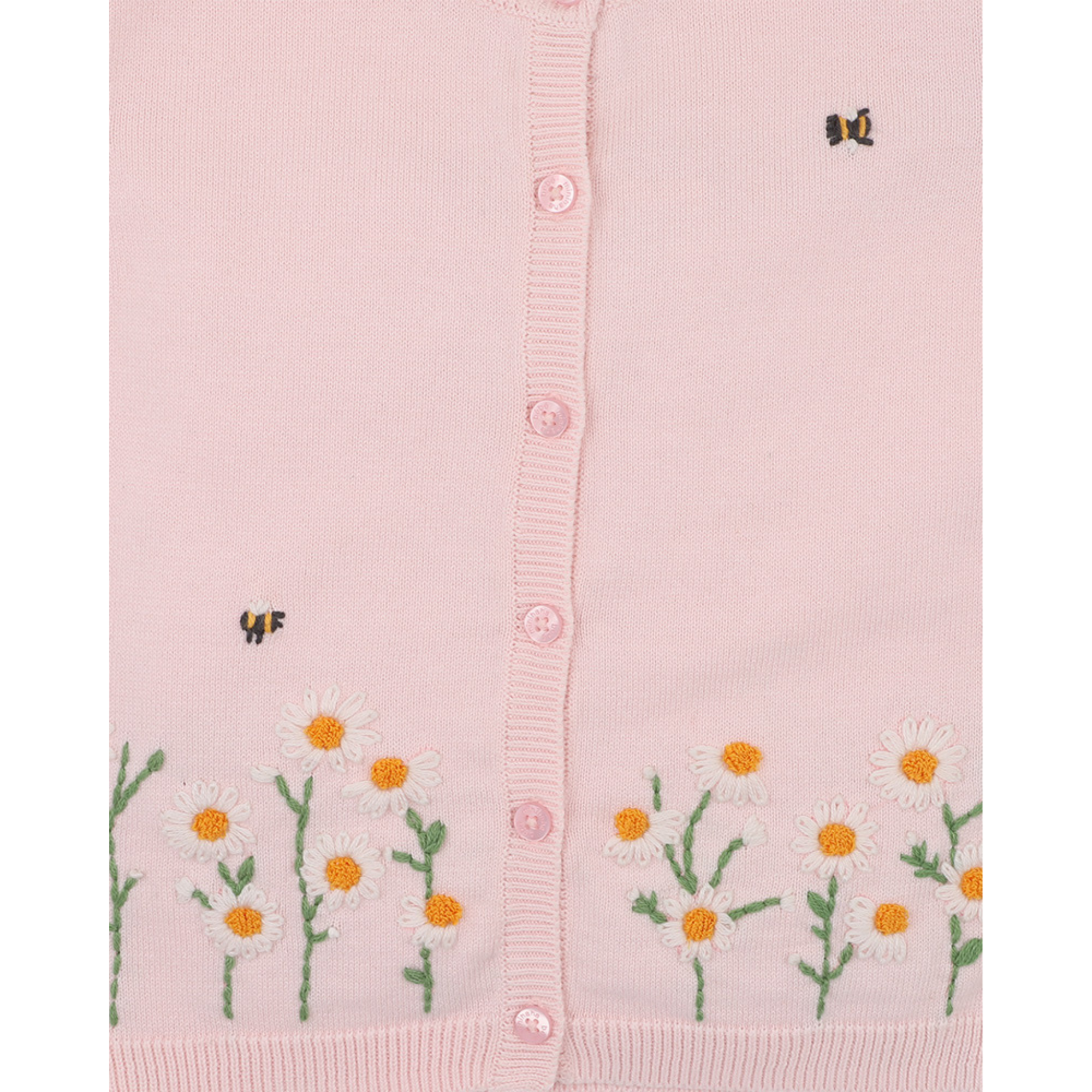 Bebe Tess Organic Hand Embroidered Cardigan - Pale Pink