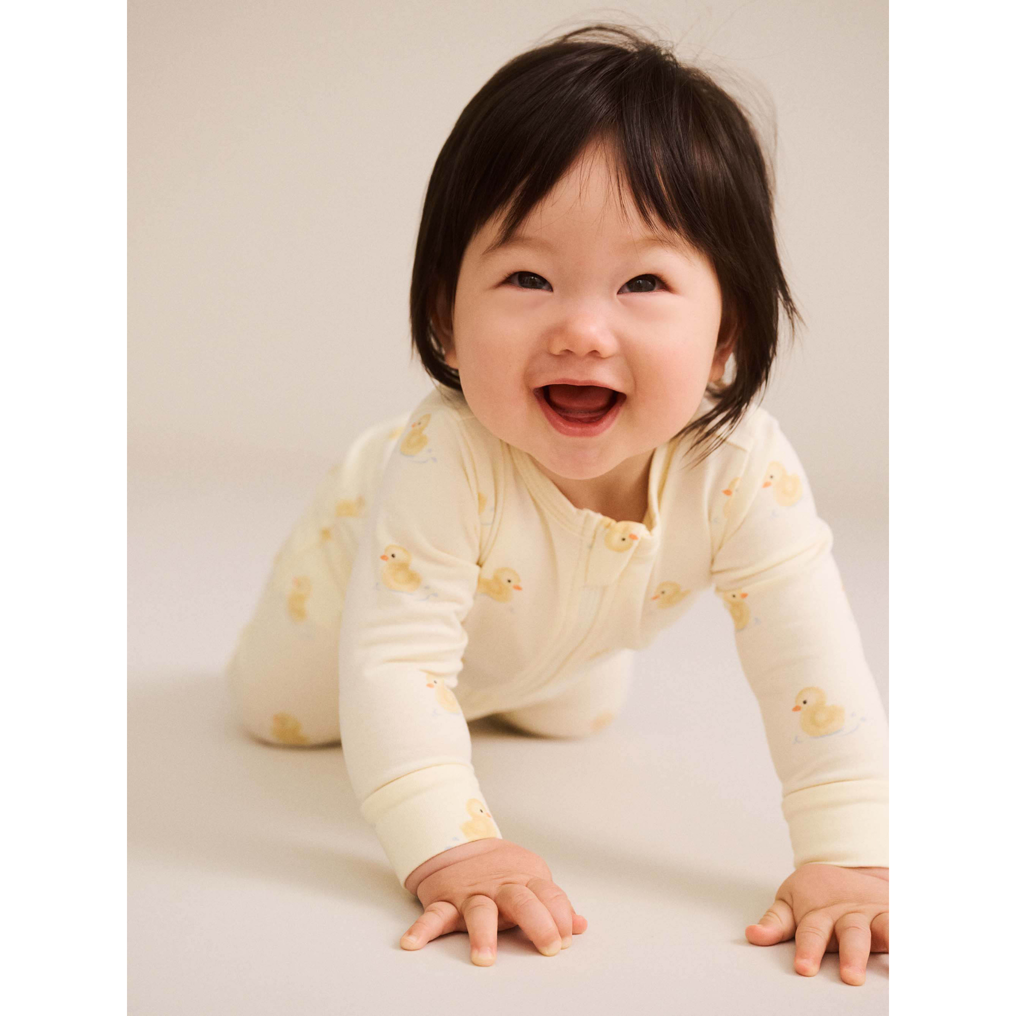 Huxbaby Rubber Ducky ZIP Romper - Butter