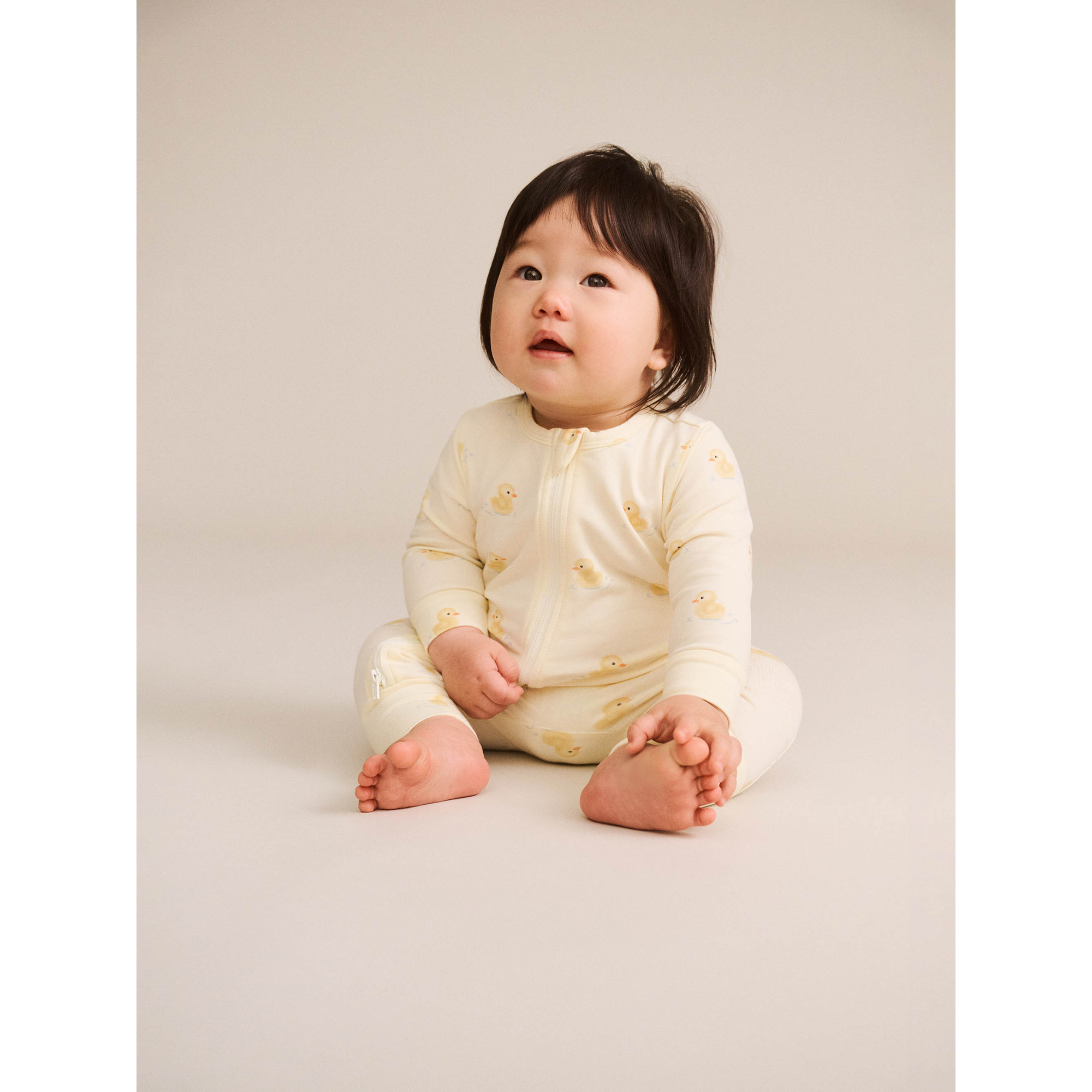 Huxbaby Rubber Ducky ZIP Romper - Butter