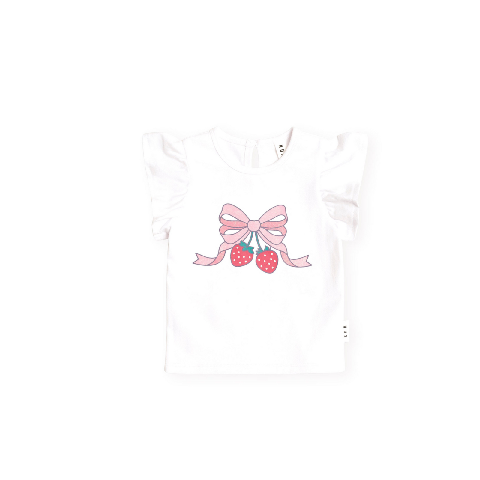 Huxbaby Strawberry Bow Frill Tee - White
