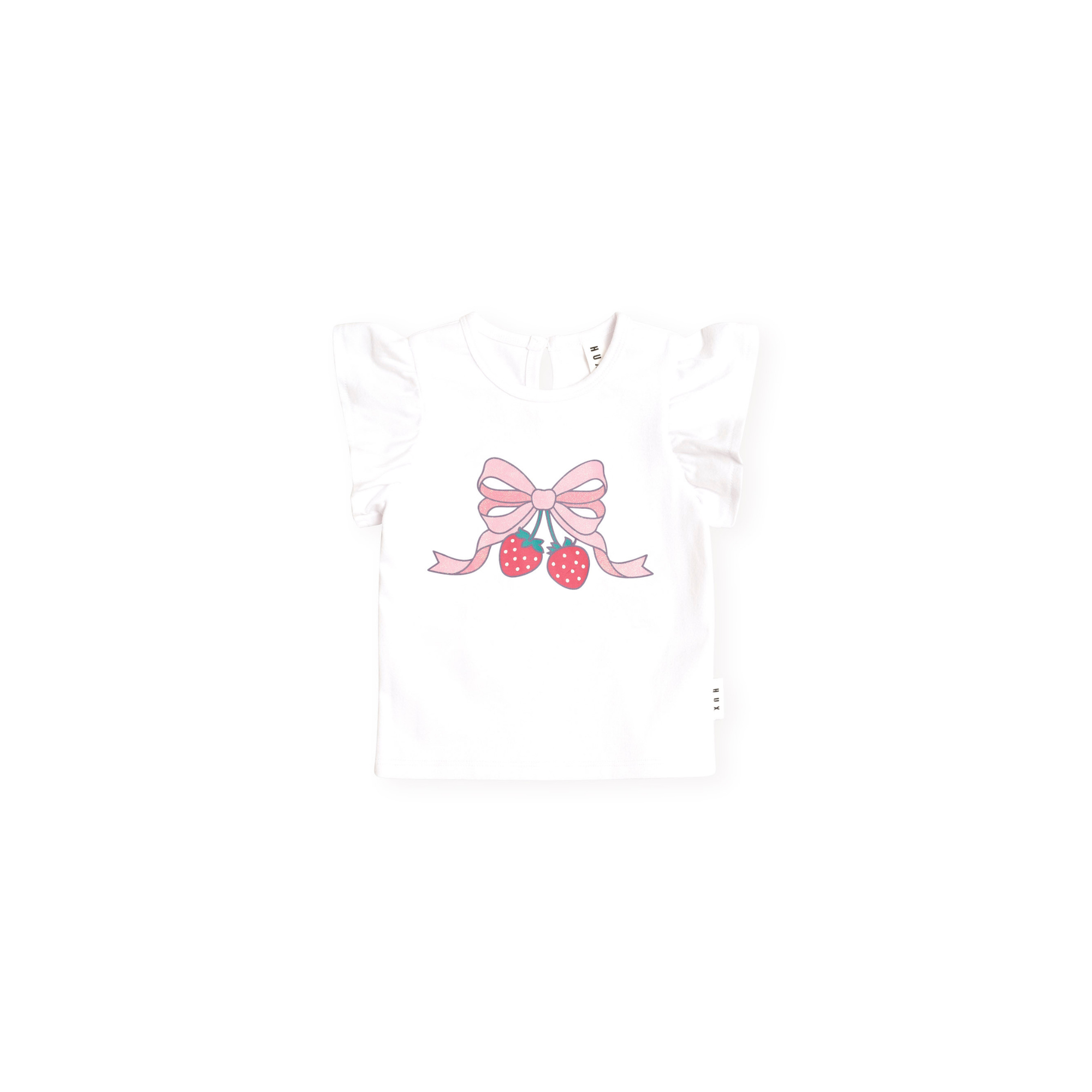 Huxbaby Strawberry Bow Frill Tee - White