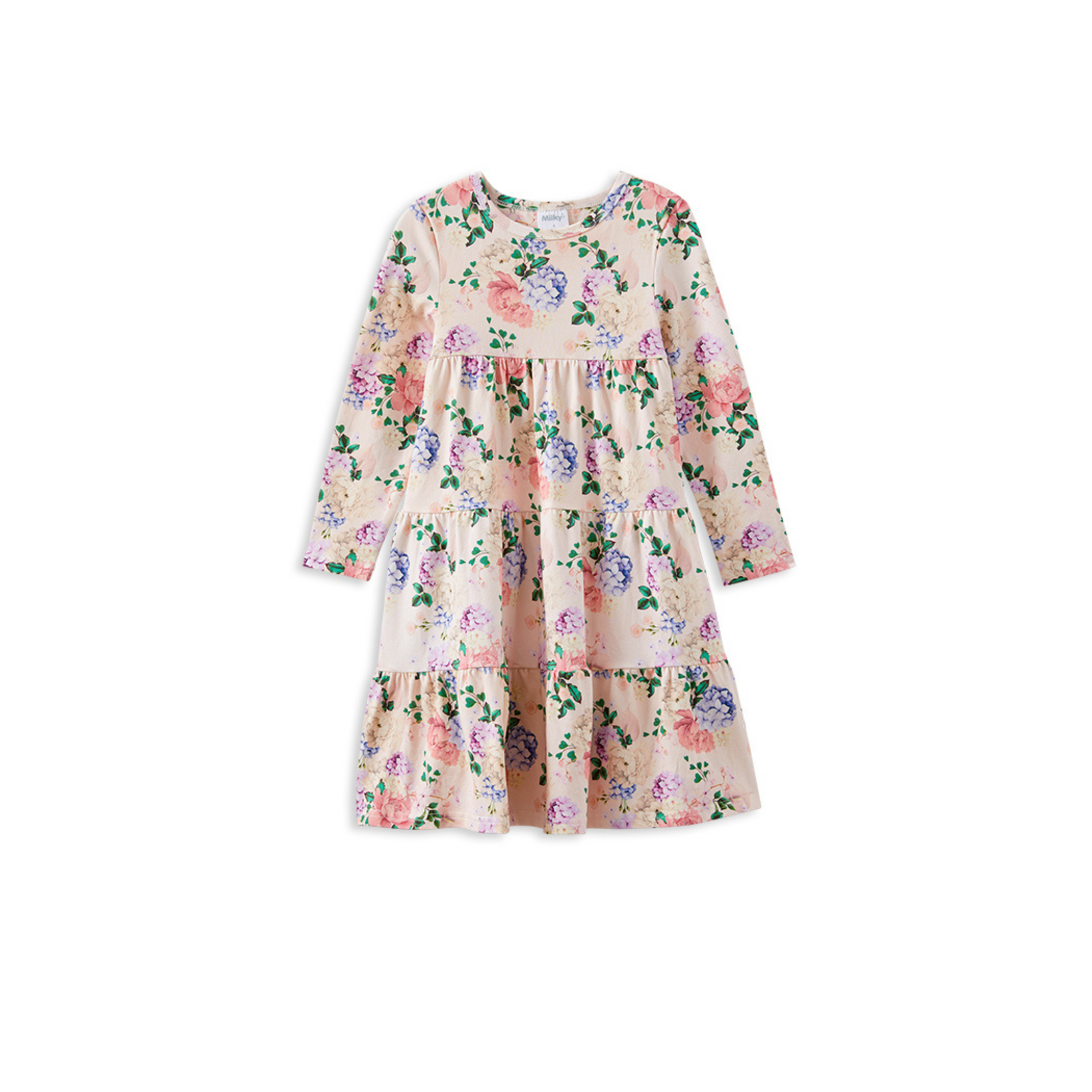 Milky Hydrangea Tiered Dress