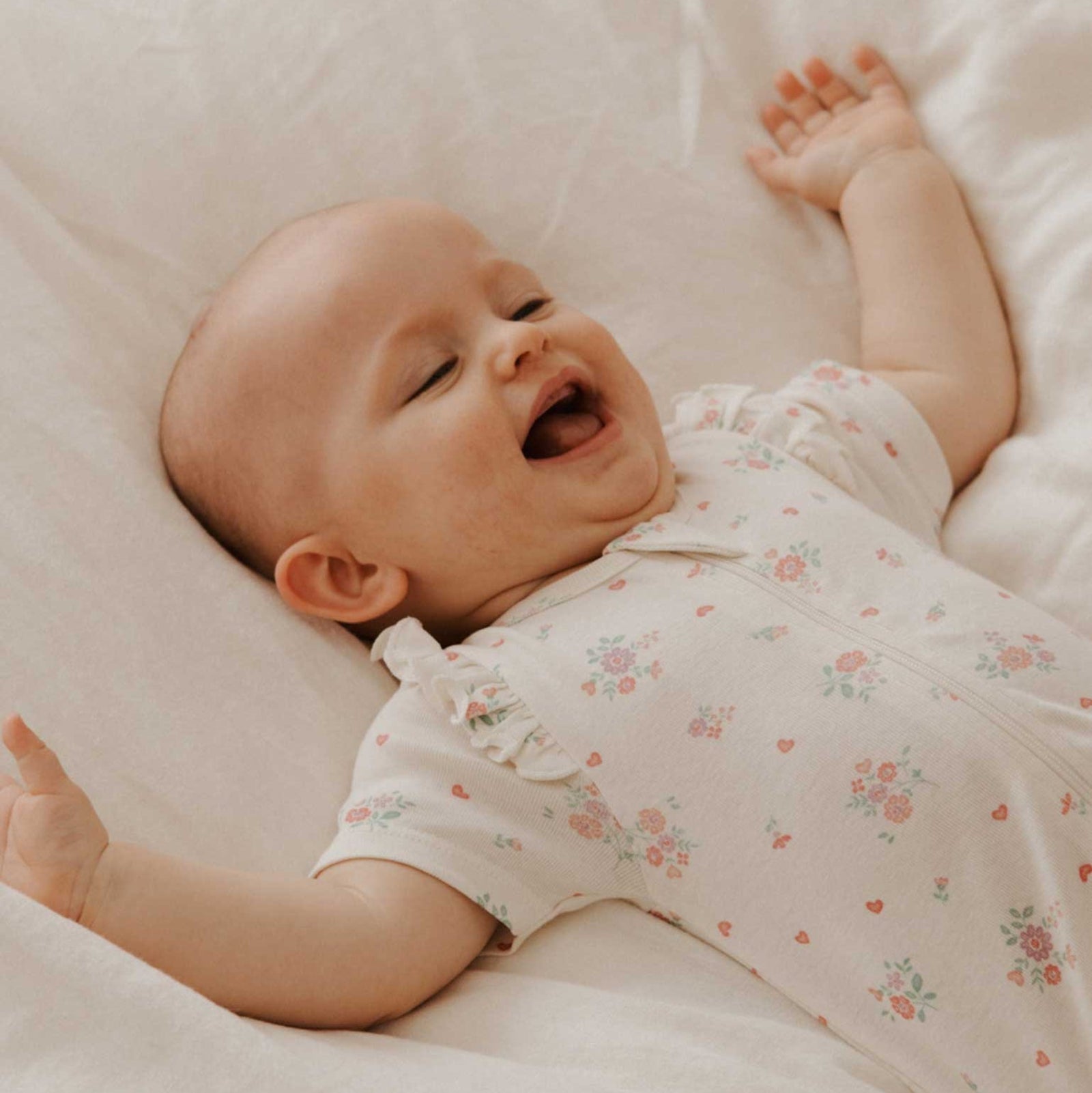 Purebaby Ruffle Zip Growsuit