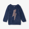 Hatley Metallic Lightning Furry Graphic Sweater - Patriot Blue