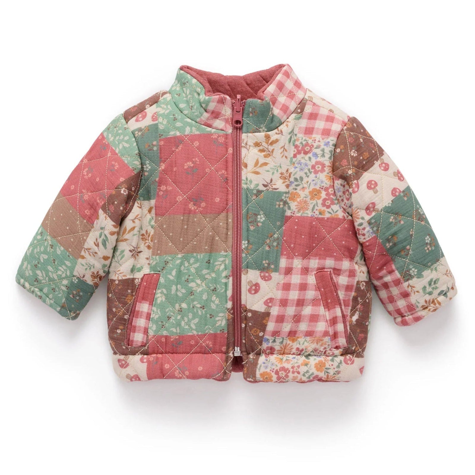 Purebaby Reversible Quilted Jacket -  Patchwork Print