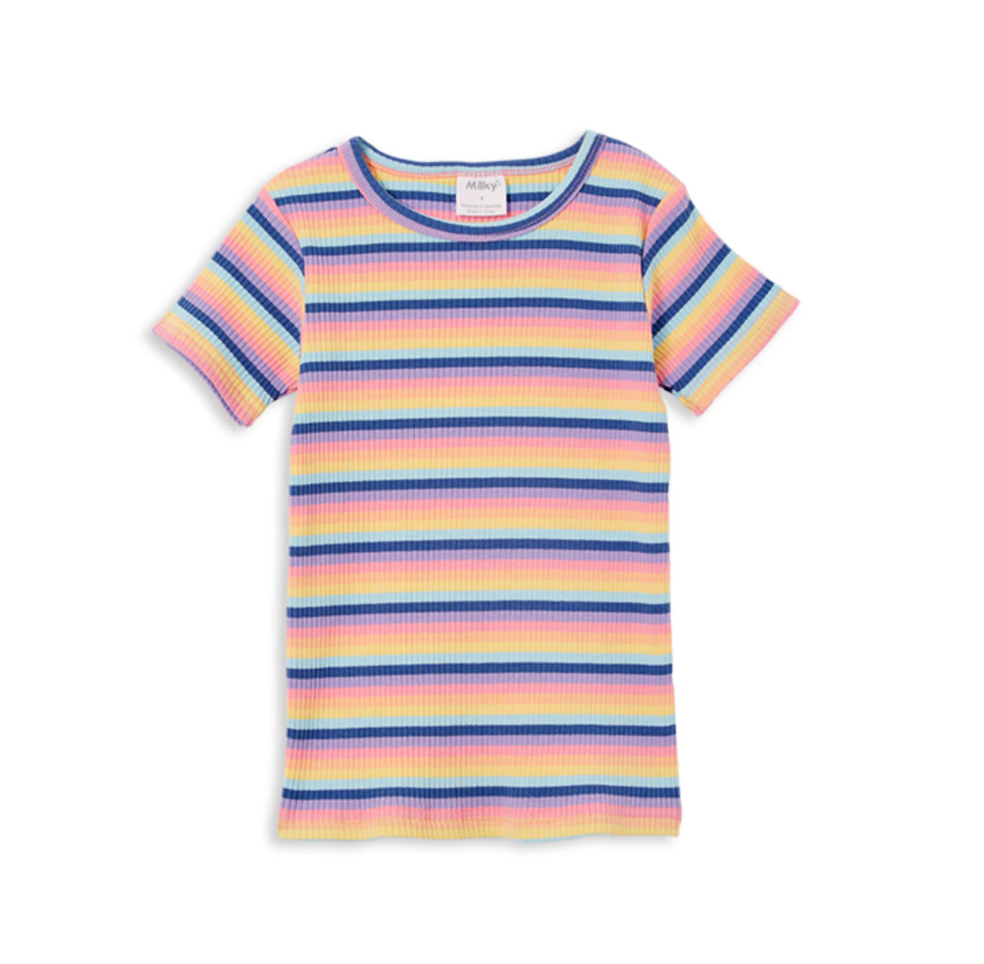 Milky Multi Stripe Rib Tee - Multi Stripe