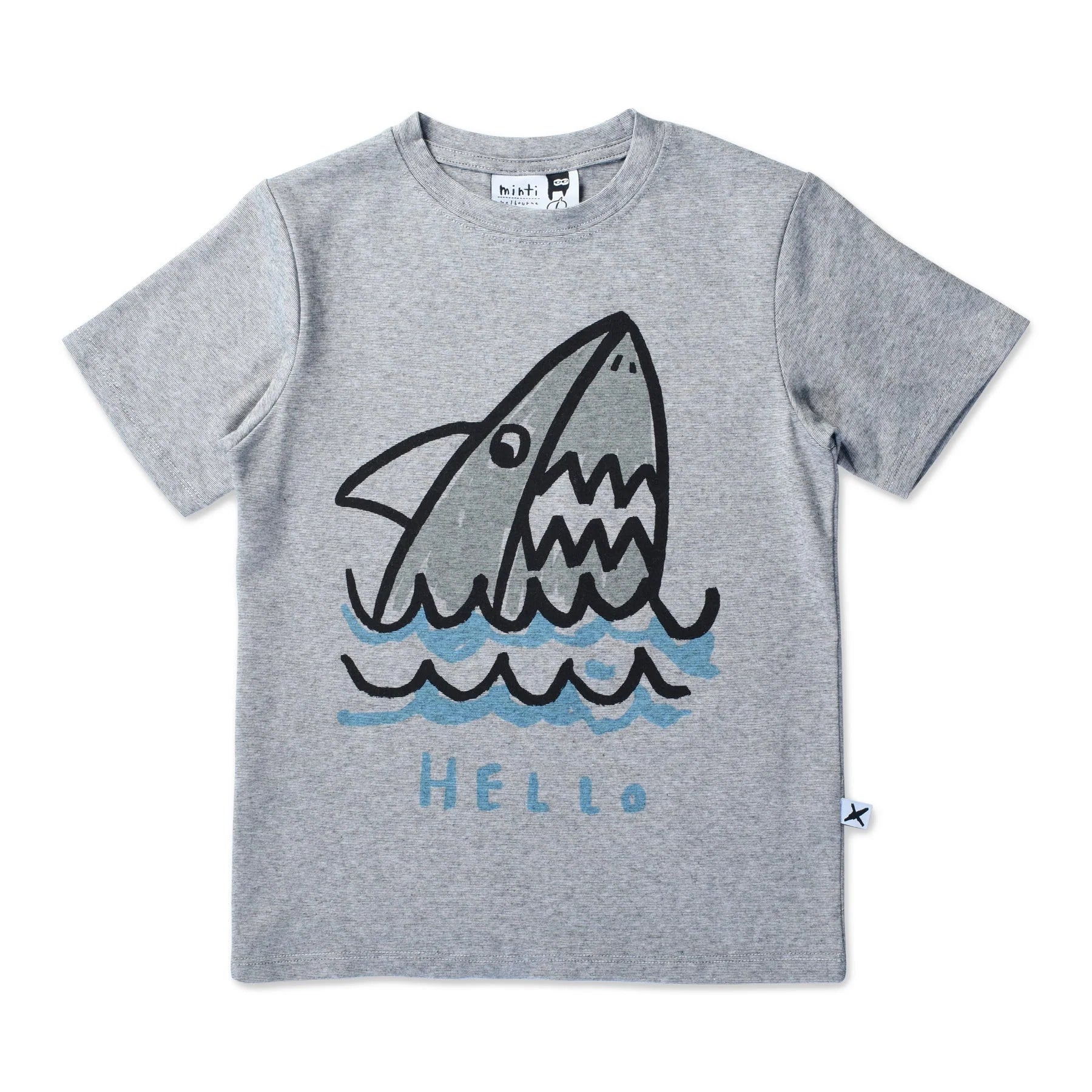 Minti Texta Shark Tee - Grey Motley