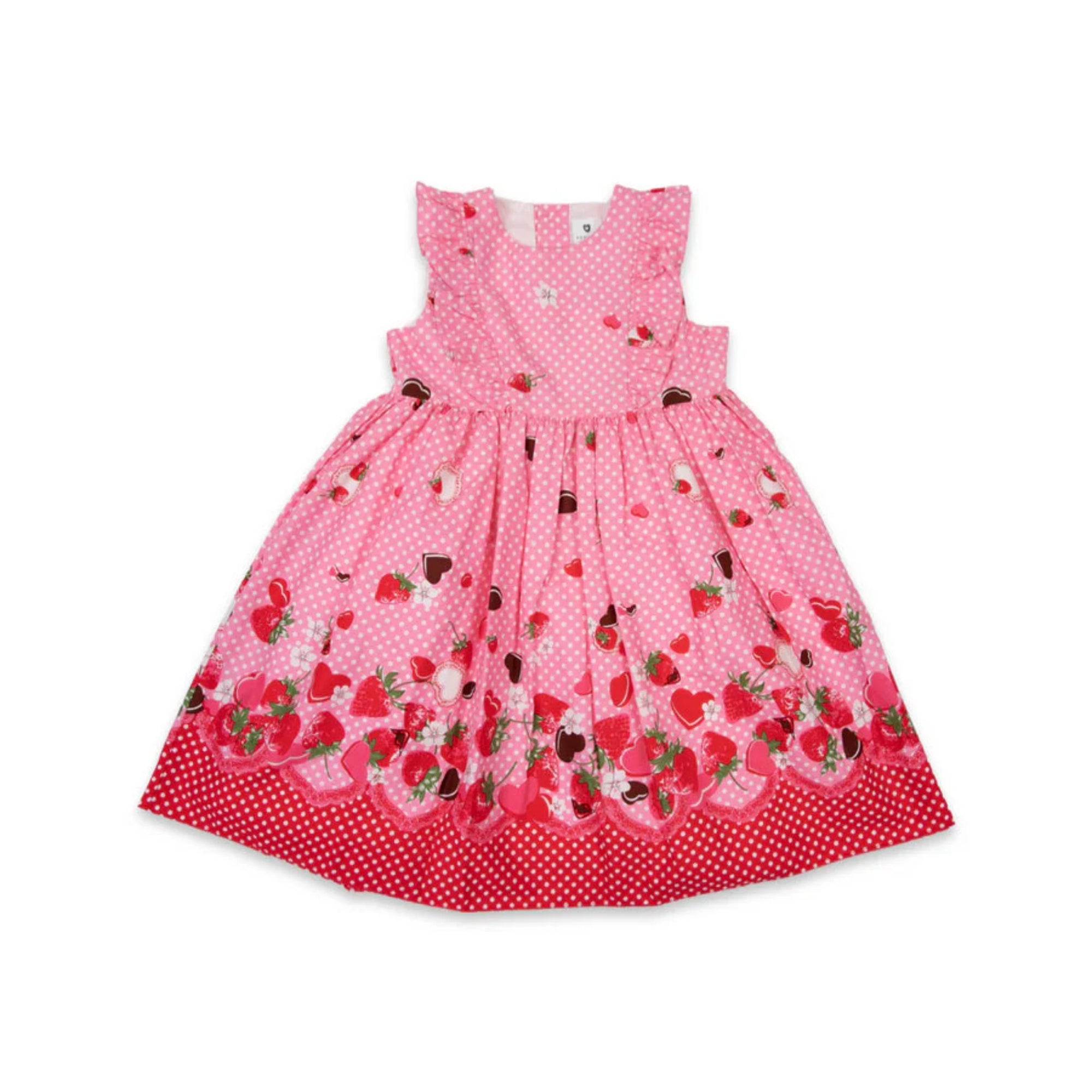 Korango Strawberry Hearts Frill Dress - Pink