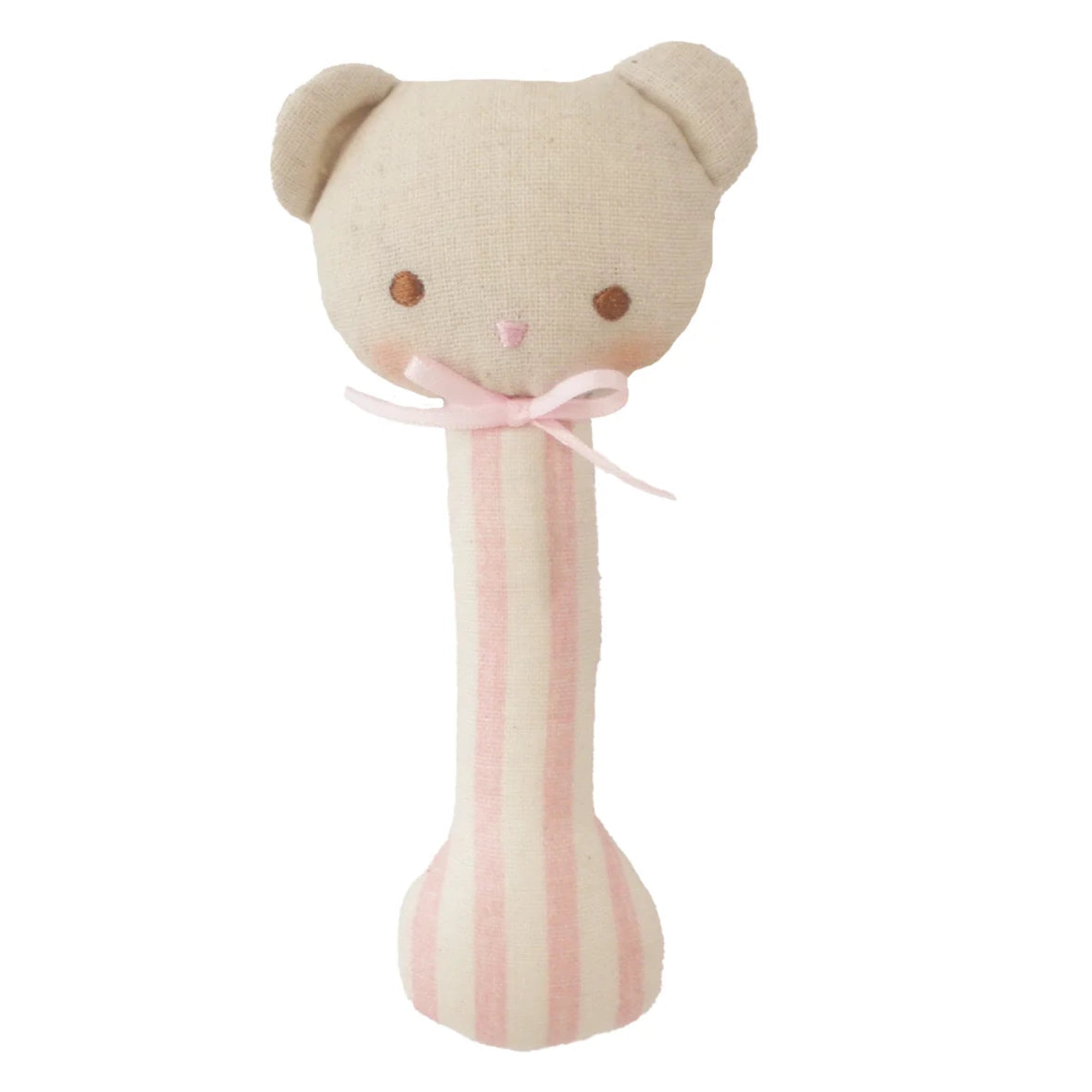 Alimrose Ted Stick Rattle -  Pink Stripe