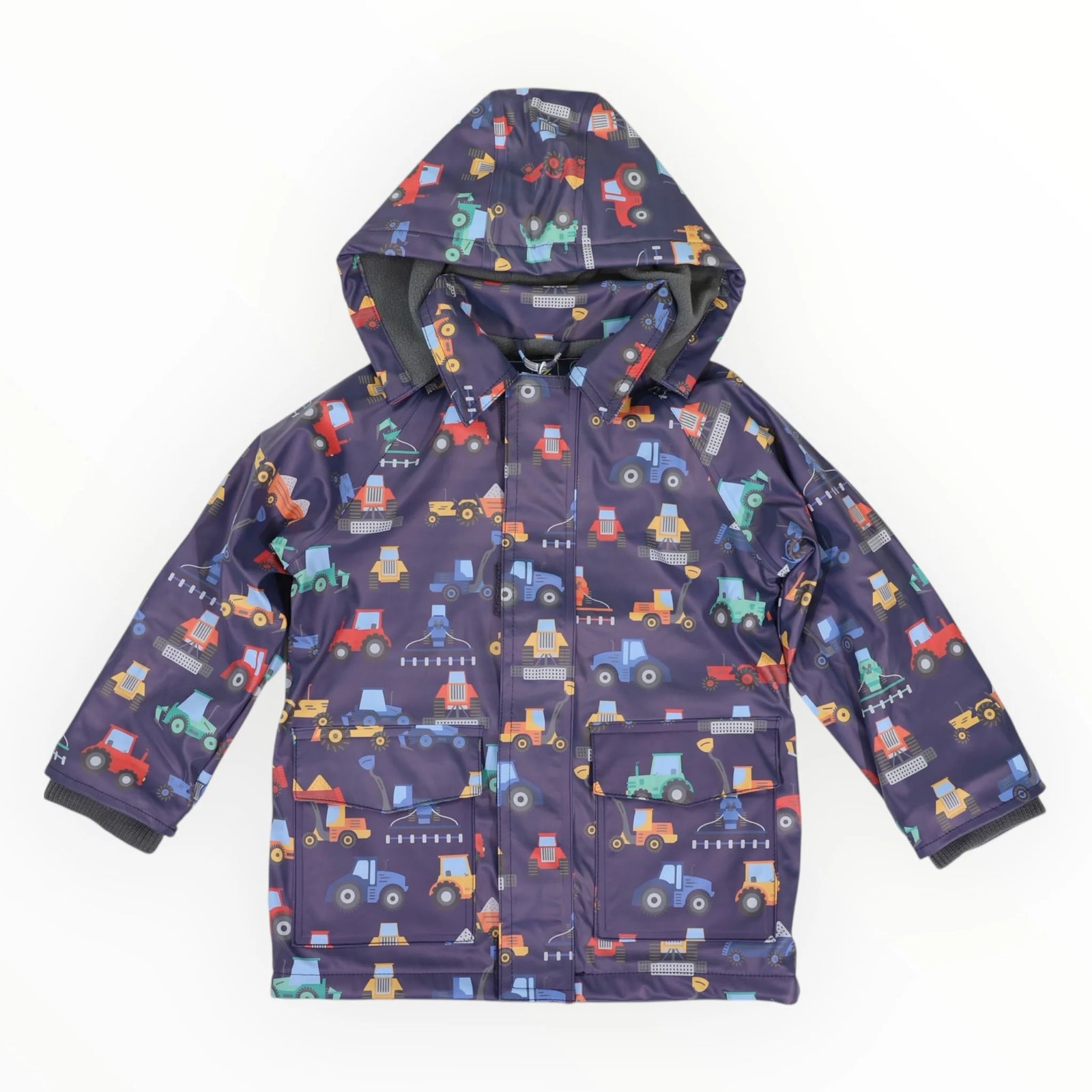 Korango Farm Machine Print Raincoat - Navy